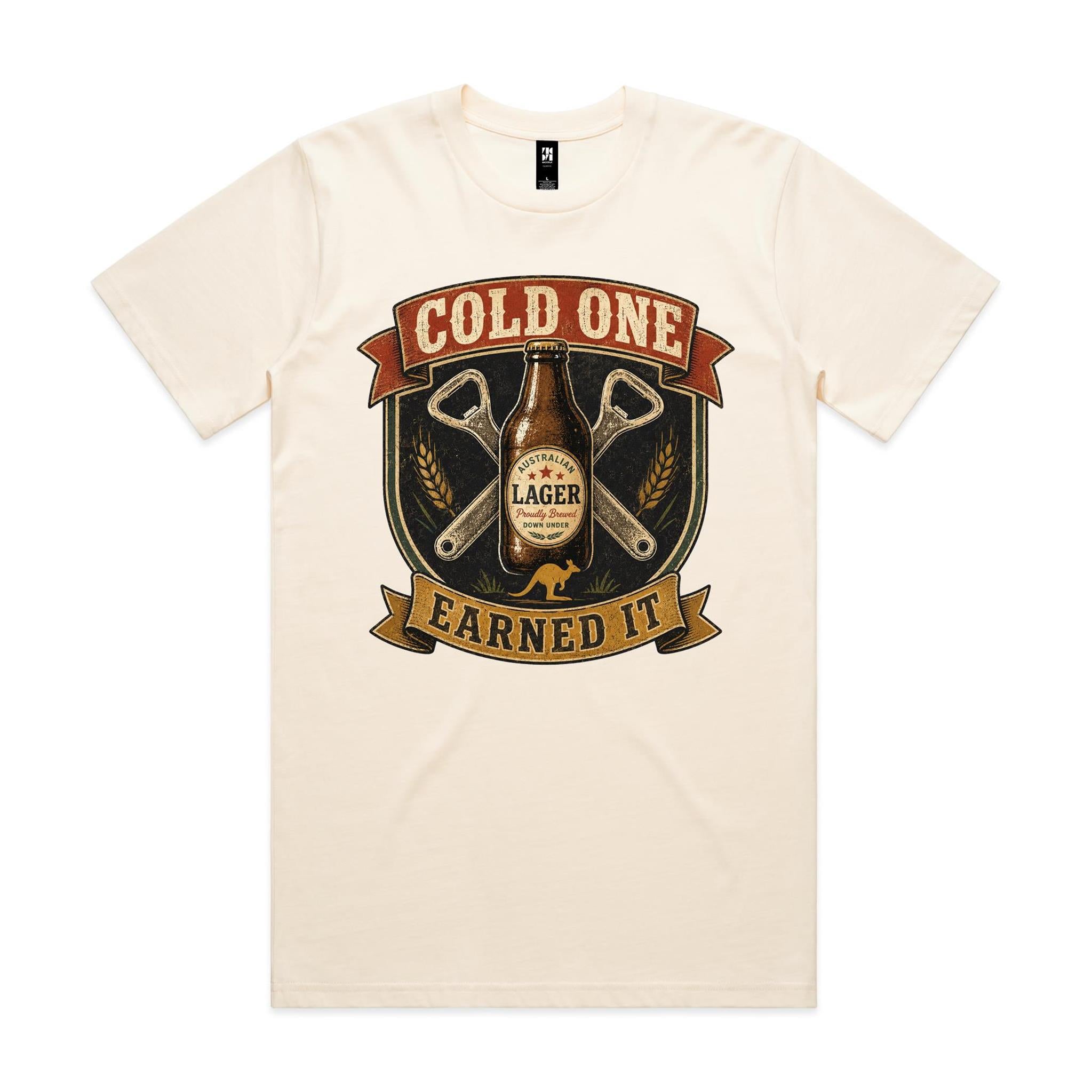 Cold One, Earned It — Aussie Lager Tee