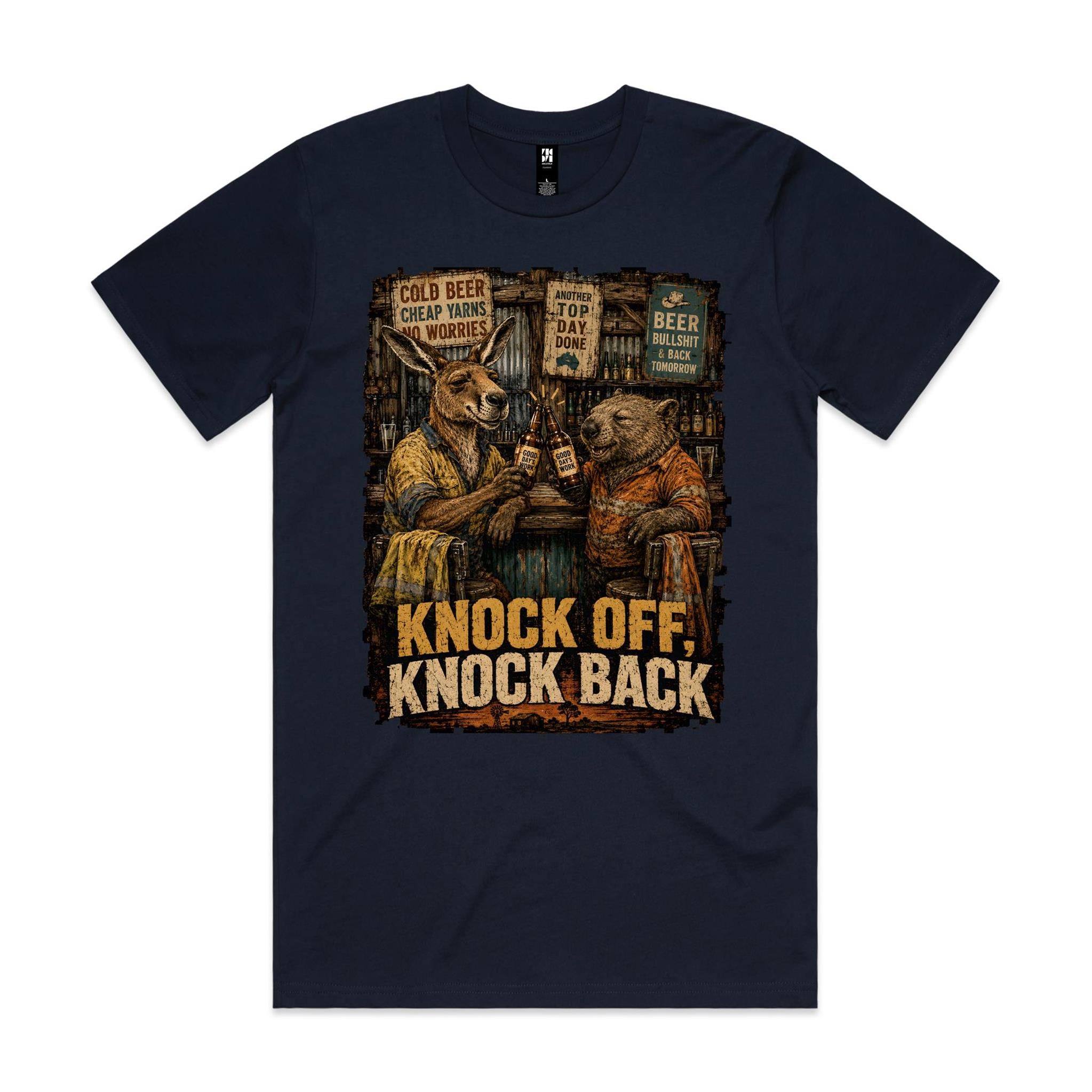Knock Off, Knock Back — Kangaroo & Wombat Pub Tee