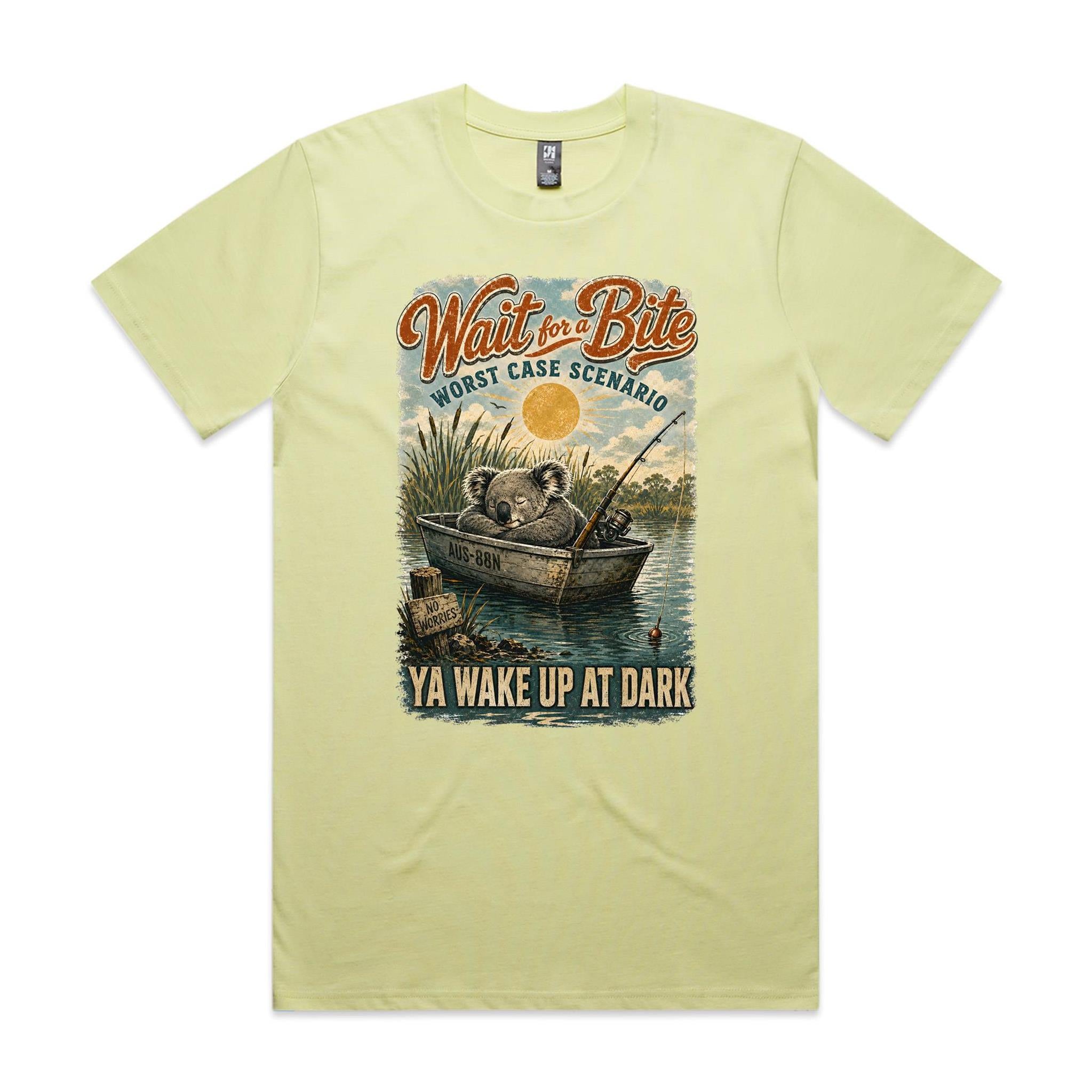 Wait for a Bite — Ya Wake Up at Dark | Koala Fishing Tee