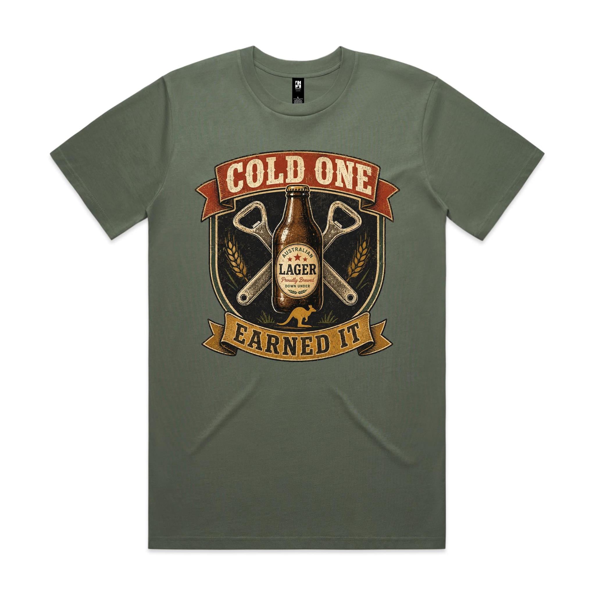 Cold One, Earned It — Aussie Lager Tee