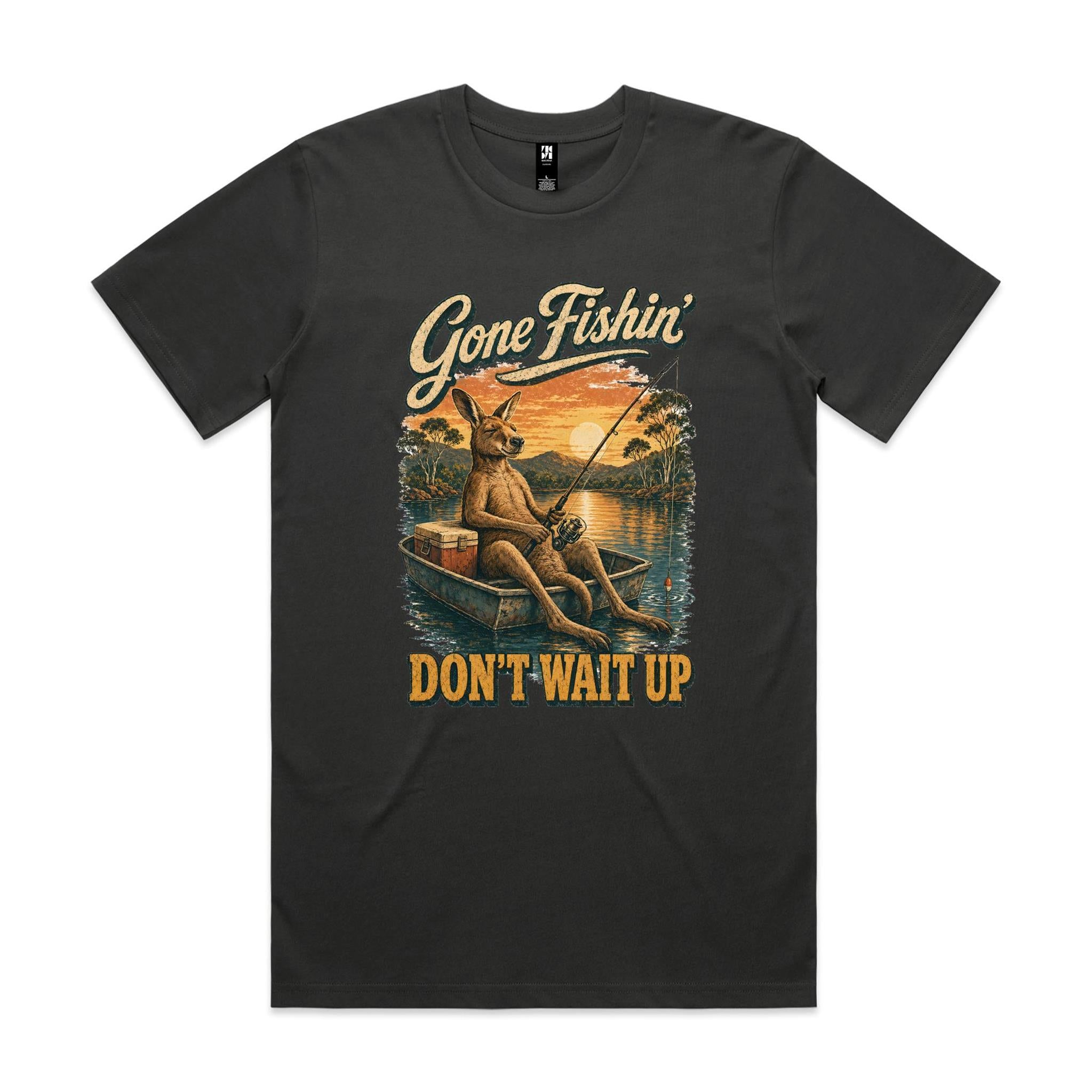 Gone Fishin' Don't Wait Up — Kangaroo Boat Tee