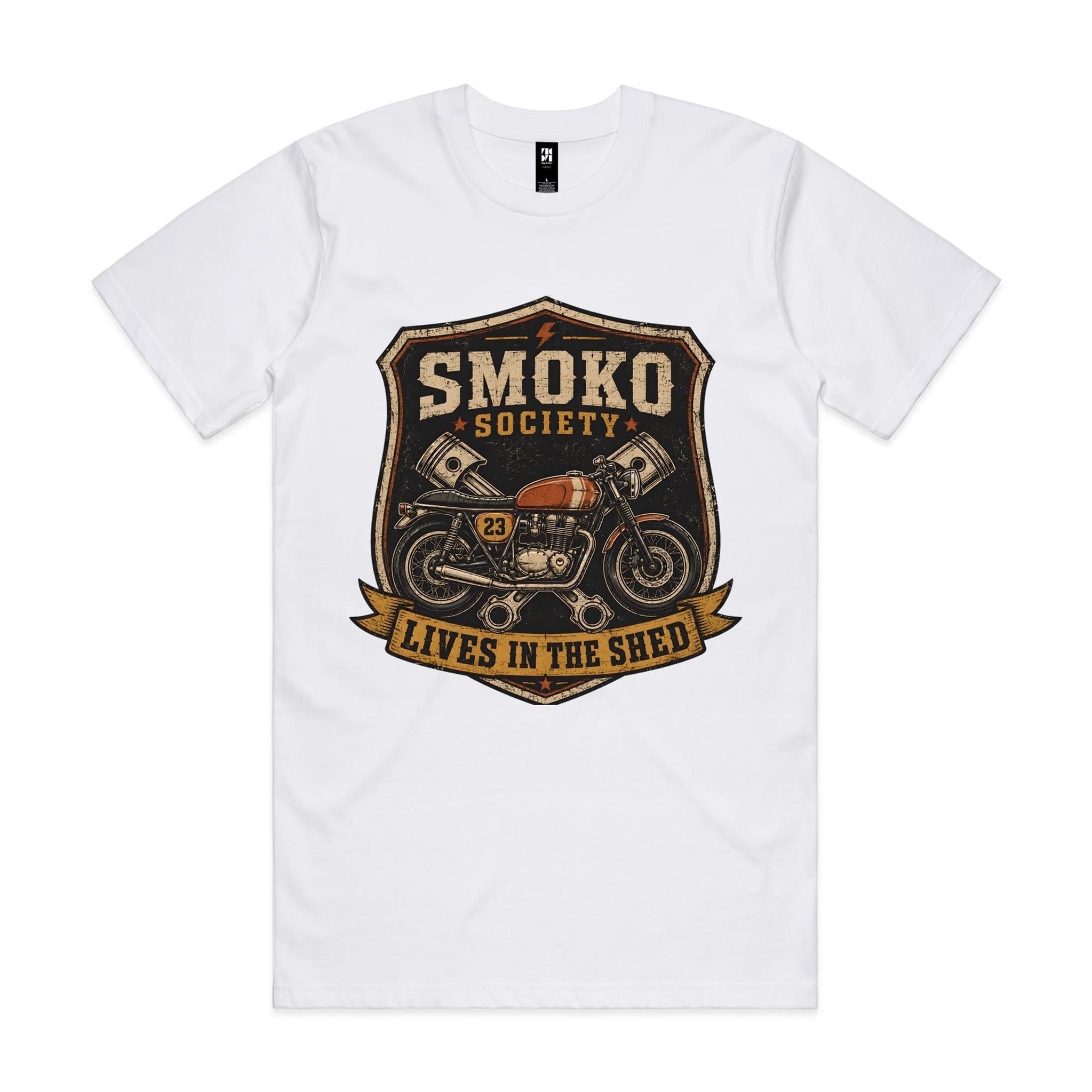 Smoko Society — Lives in the Shed | Cafe Racer Tee