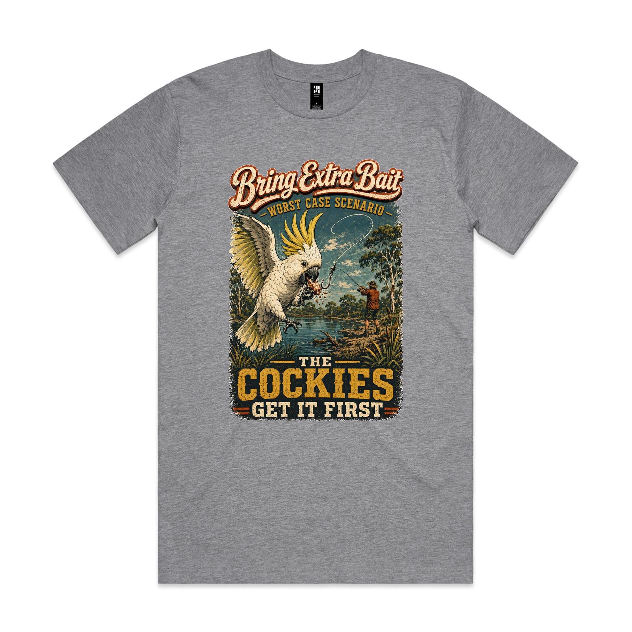 Bring Extra Bait — The Cockies Get It First | Cockatoo Fishing Tee