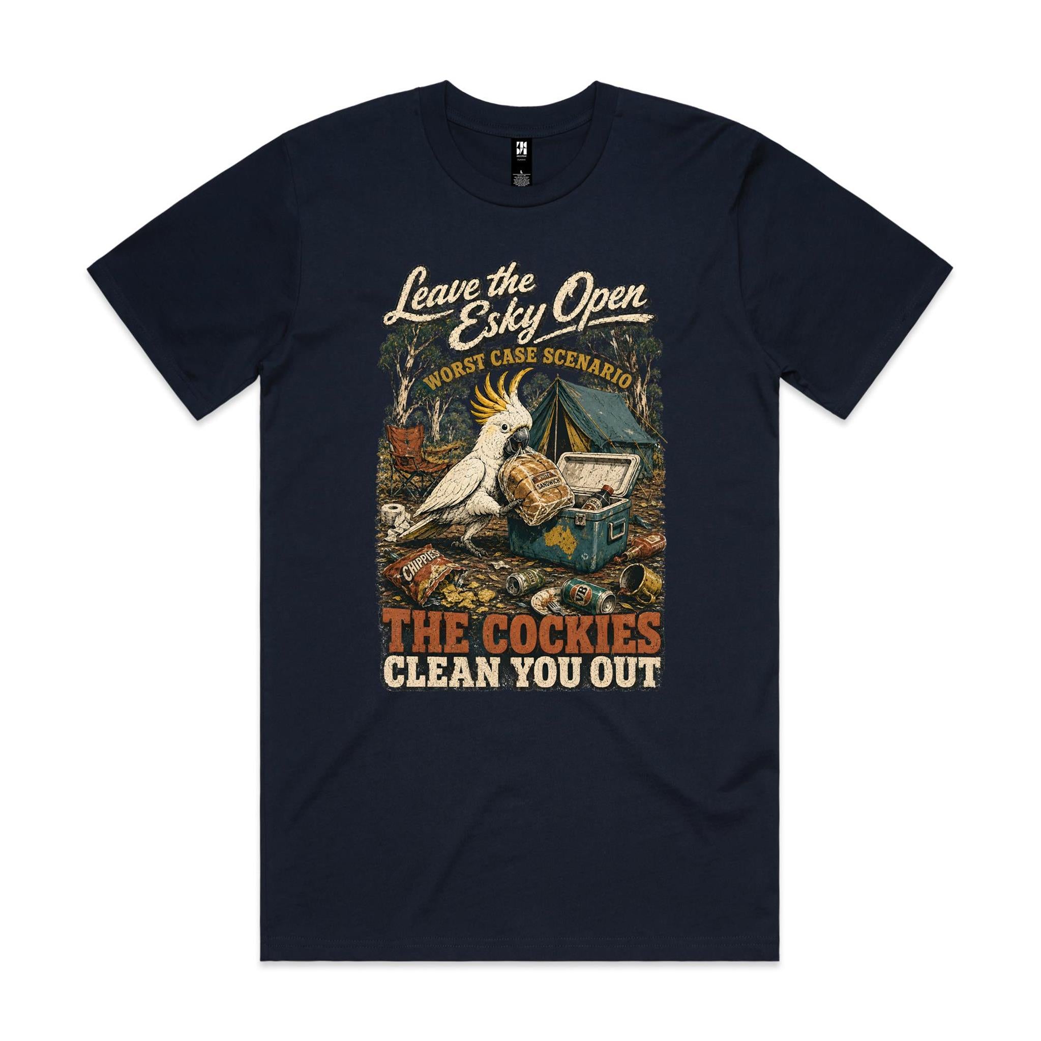 Leave the Esky Open — The Cockies Clean You Out | Cockatoo Camping Tee