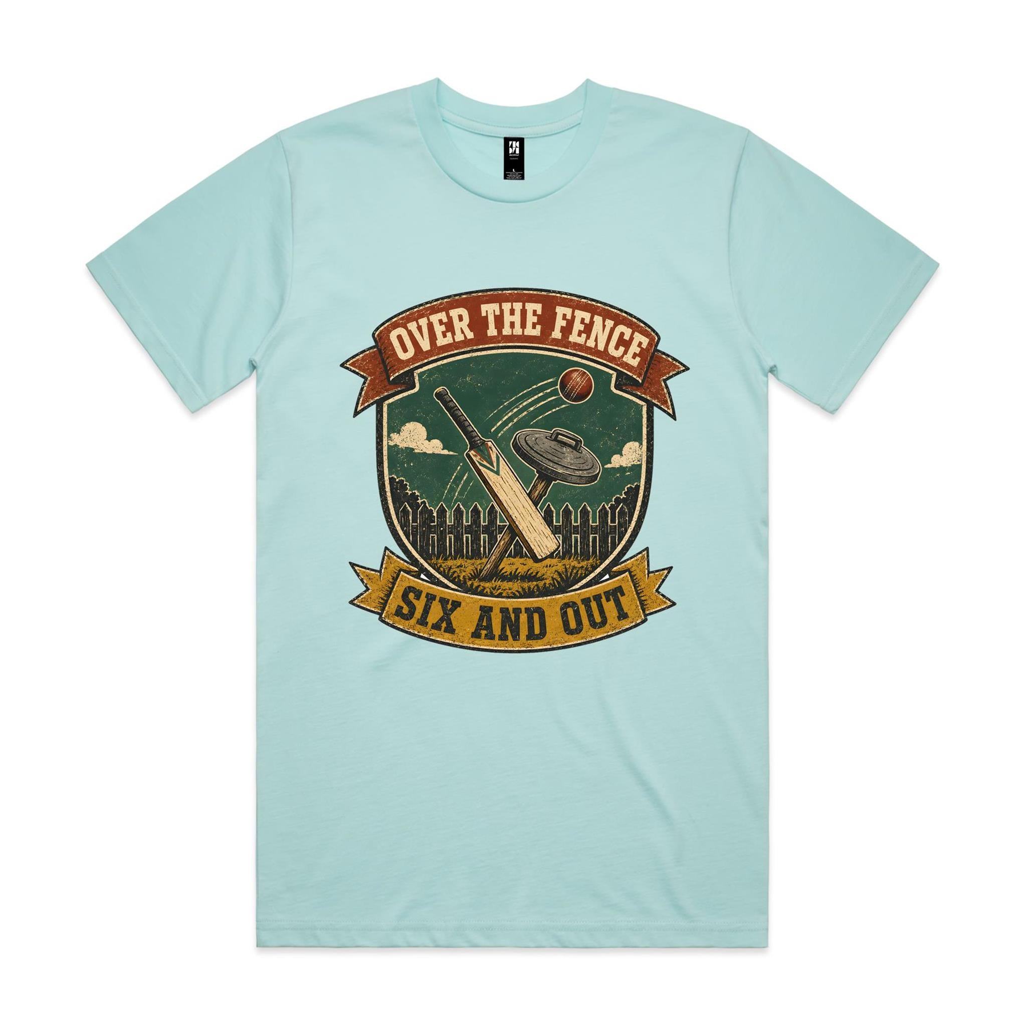 Over the Fence, Six and Out — Backyard Cricket Tee