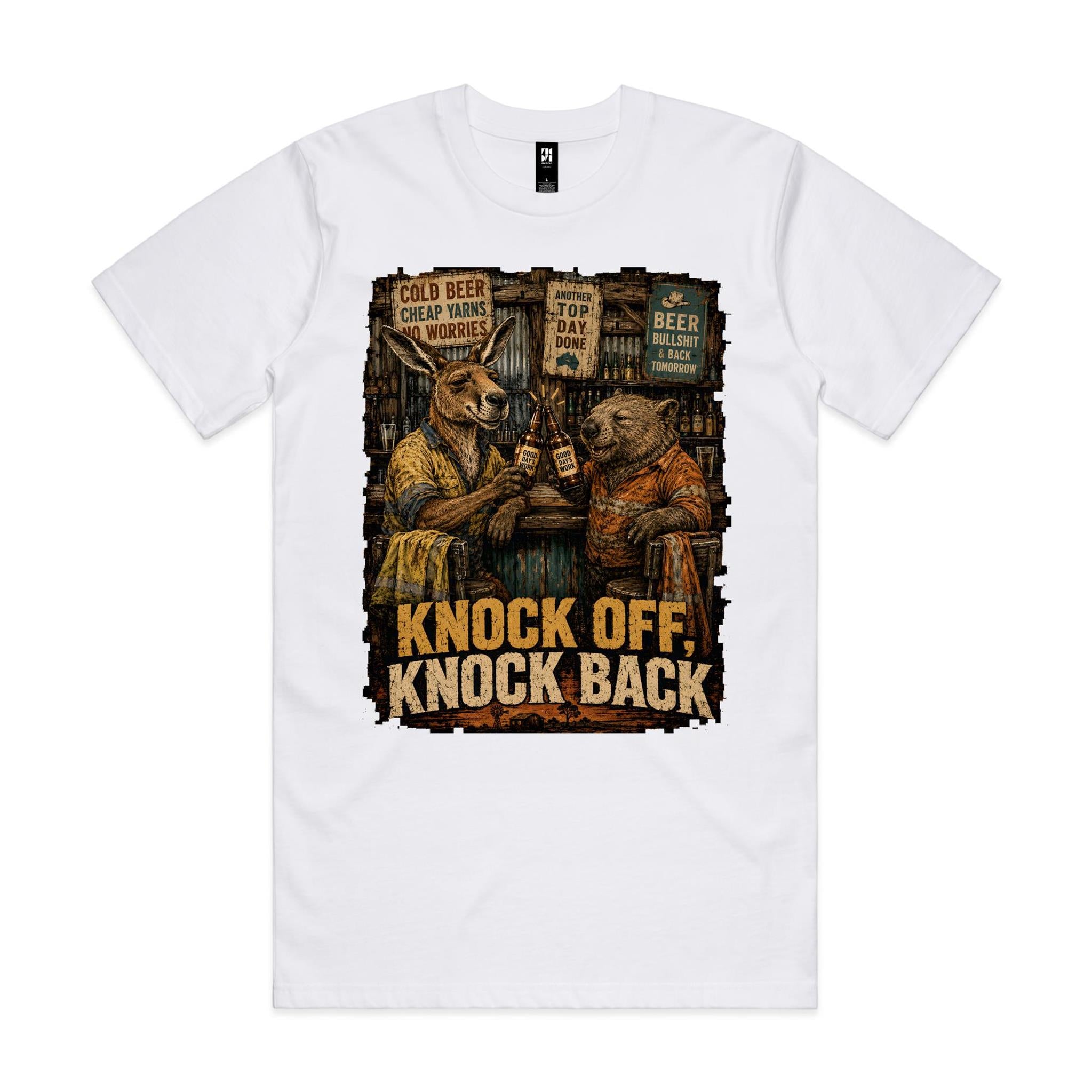 Knock Off, Knock Back — Kangaroo & Wombat Pub Tee