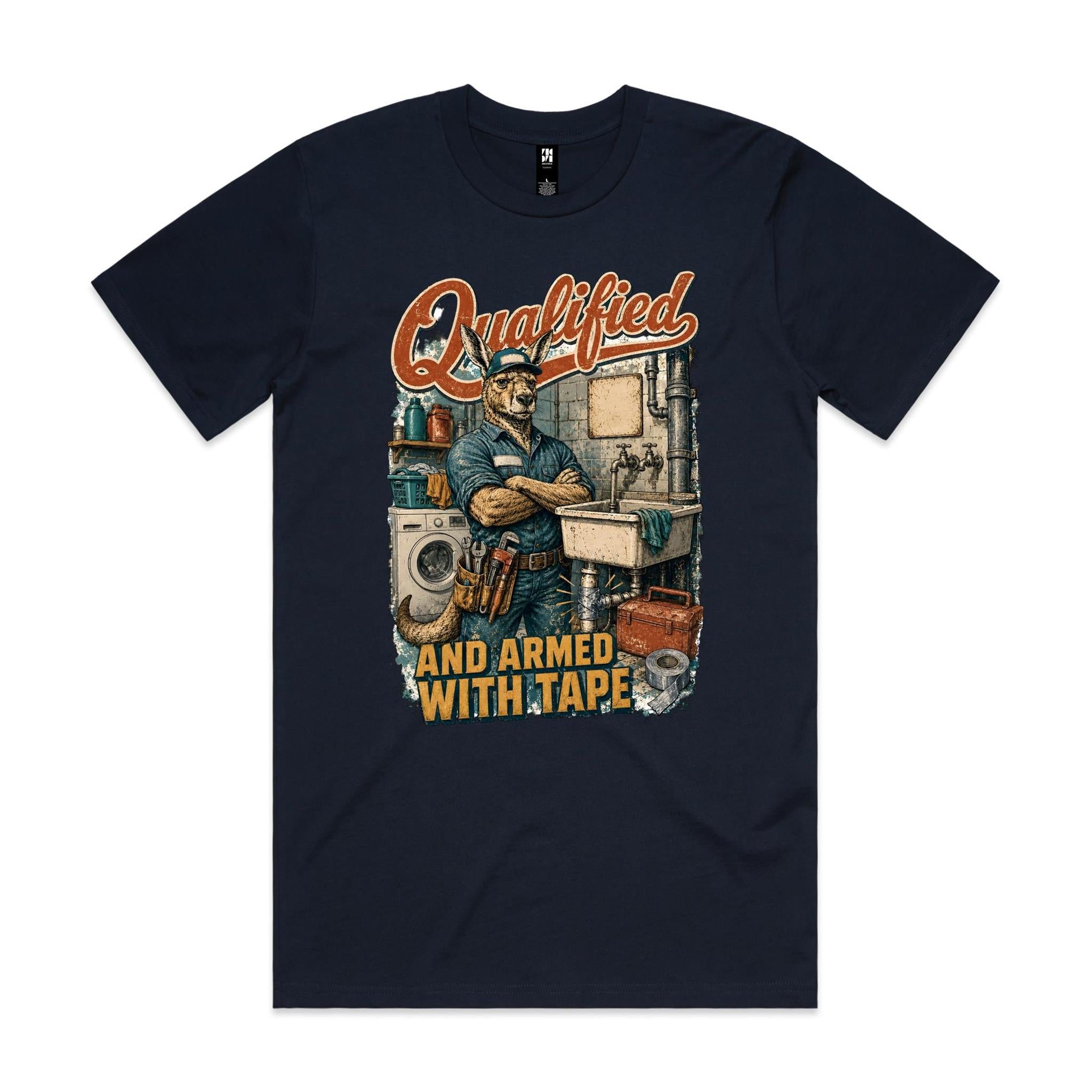 Qualified and Armed with Tape | Kangaroo Plumber Tee