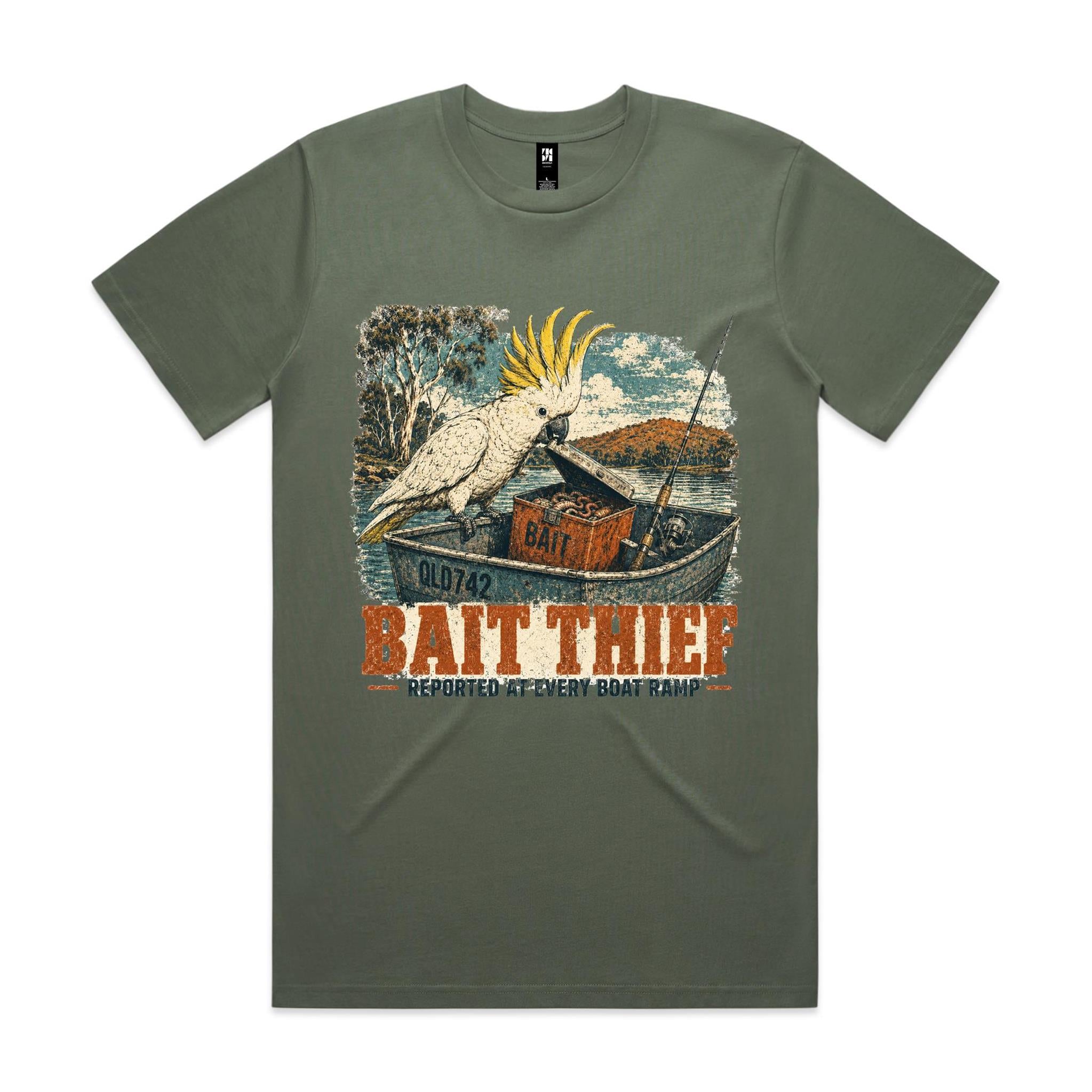 Bait Thief — Reported at Every Boat Ramp | Cockatoo Fishing Tee