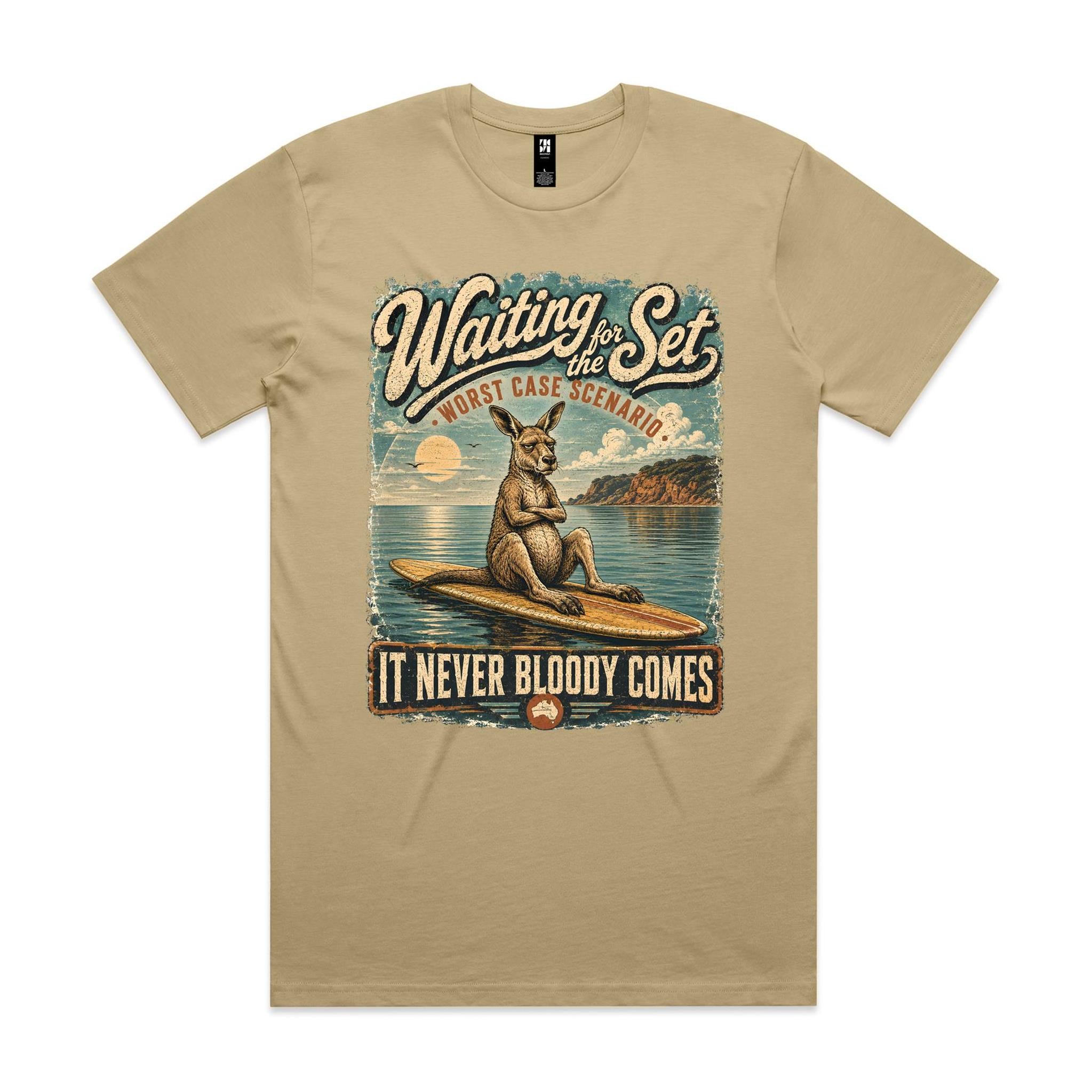 Waiting for the Set — It Never Bloody Comes | Kangaroo Surf Tee