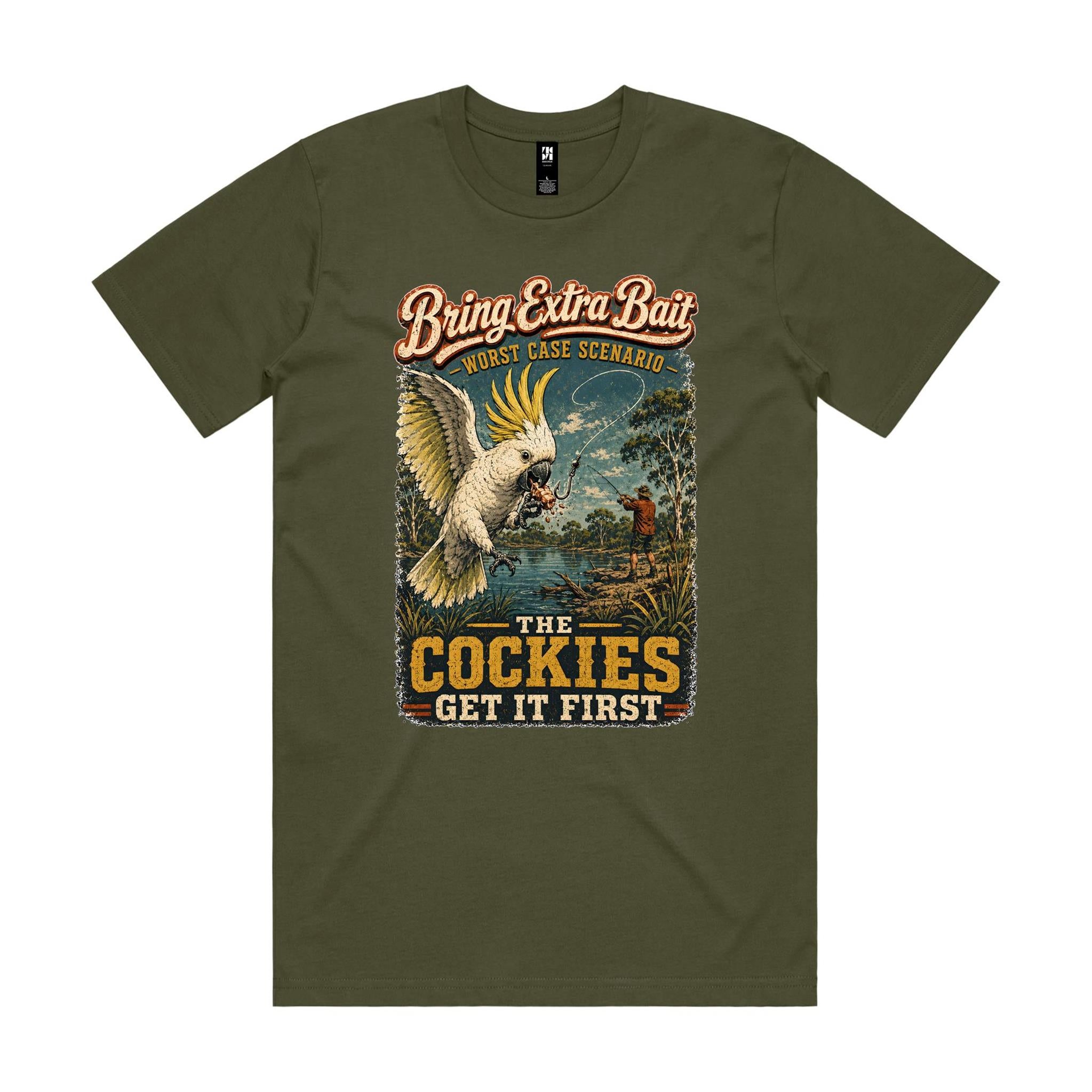 Bring Extra Bait — The Cockies Get It First | Cockatoo Fishing Tee