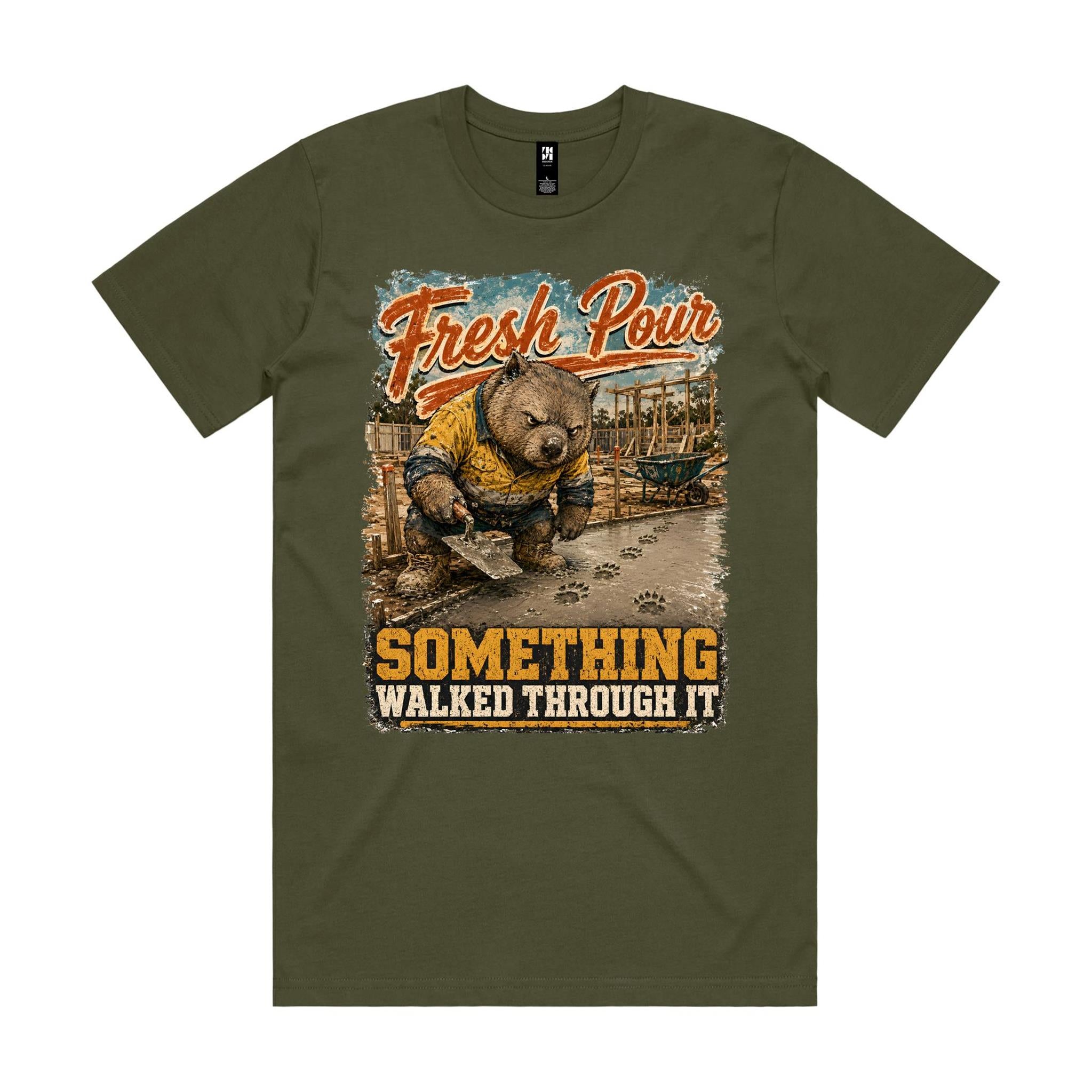 Fresh Pour — Something Walked Through It | Wombat Concreter Tee
