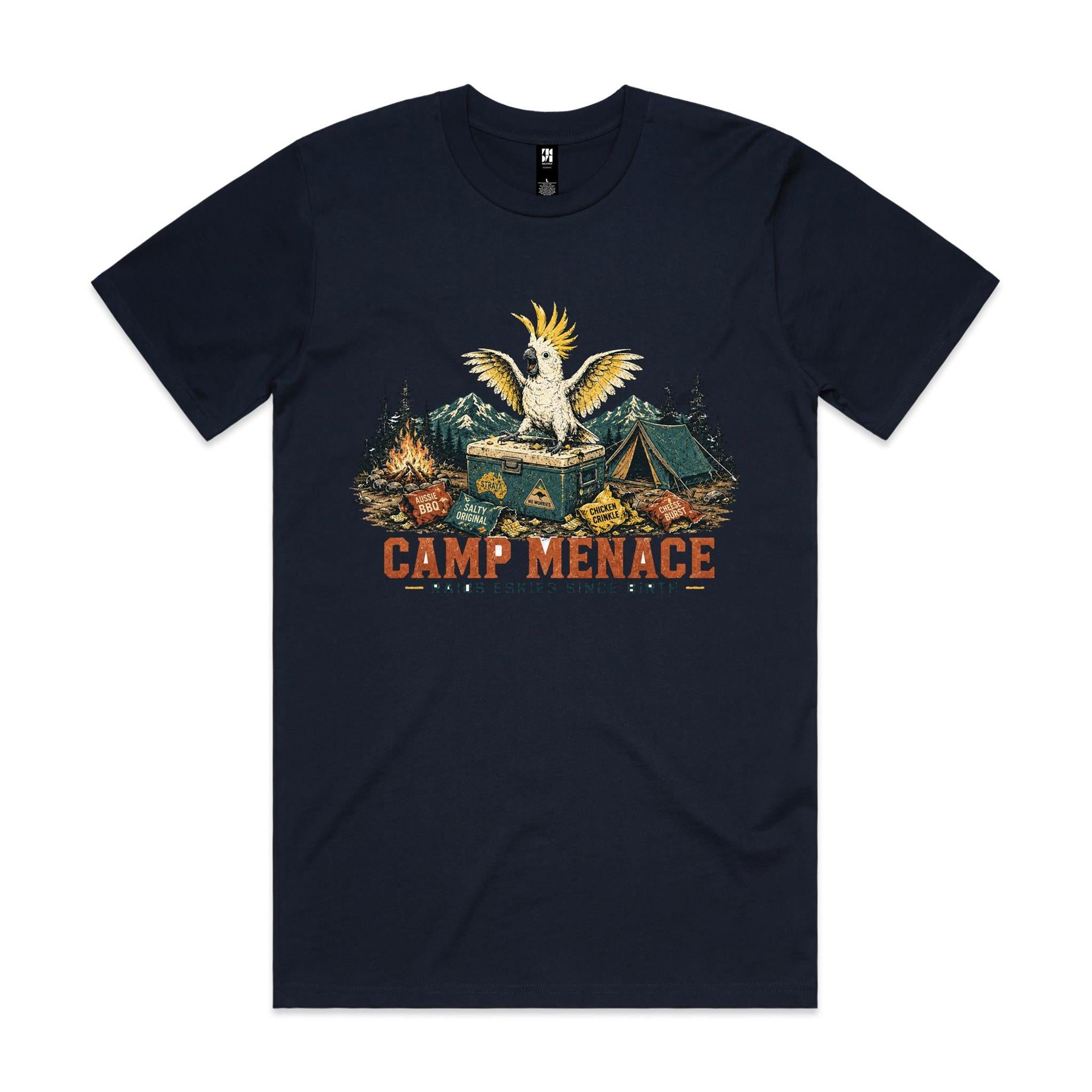 Camp Menace — Raids Eskies Since Birth | Cockatoo Camping Tee