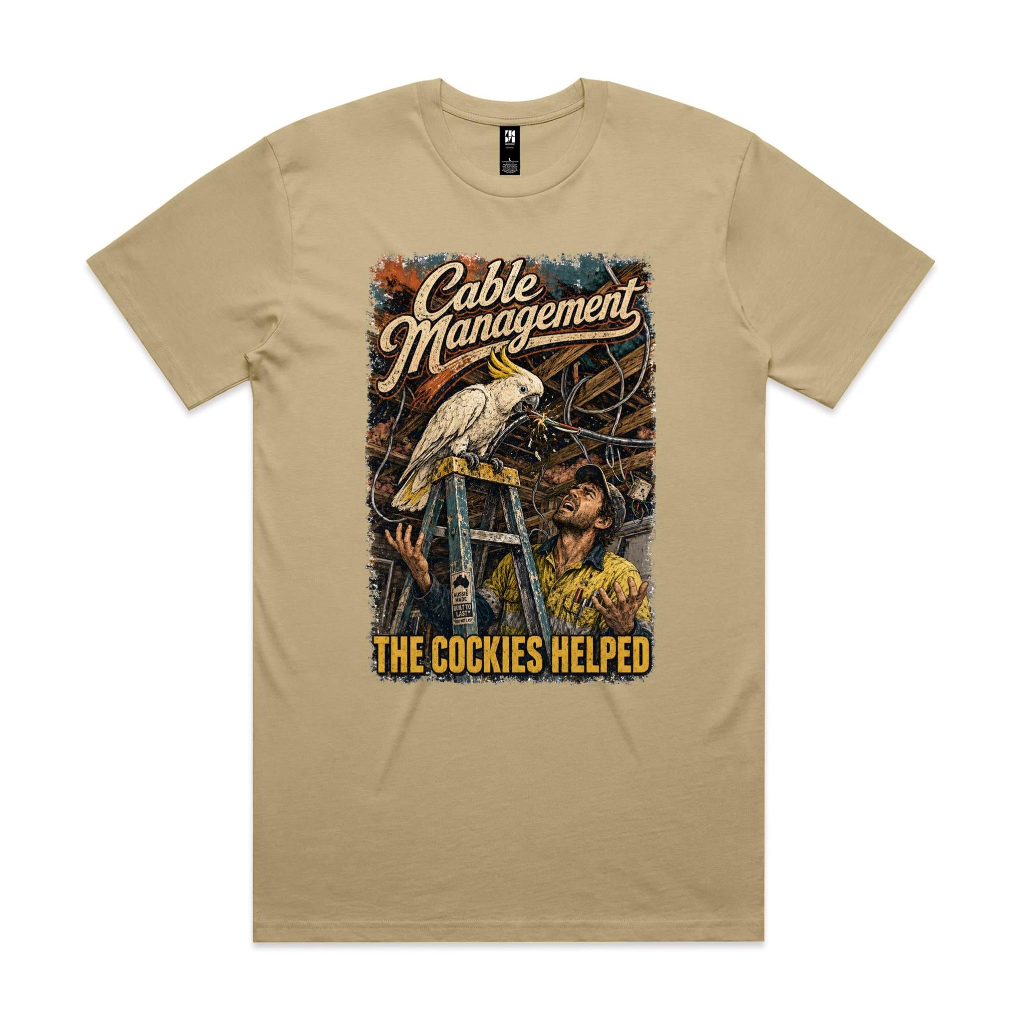 Cable Management — The Cockies Helped | Cockatoo Sparky Tee