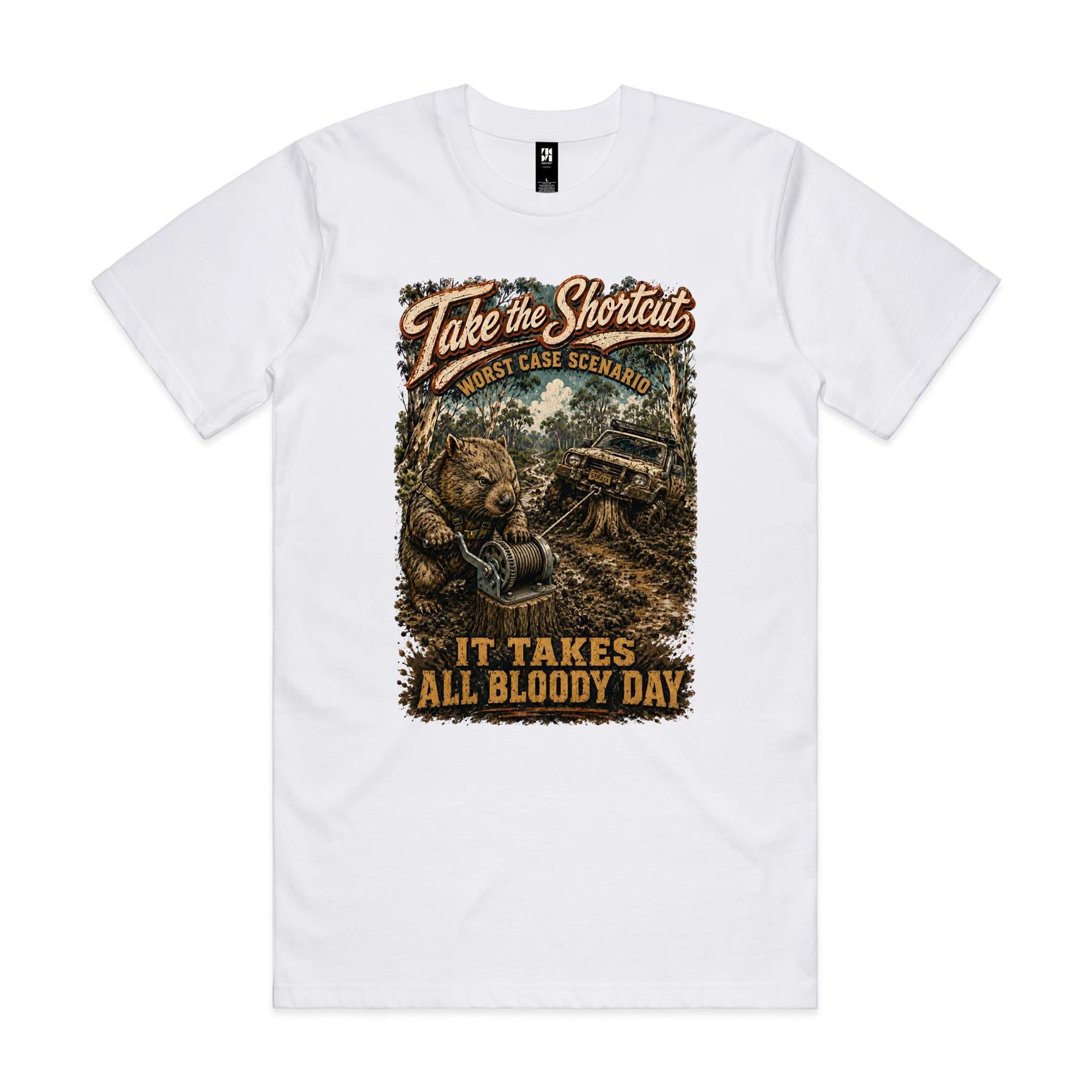 Take the Shortcut — It Takes All Bloody Day | Wombat 4WD Tee