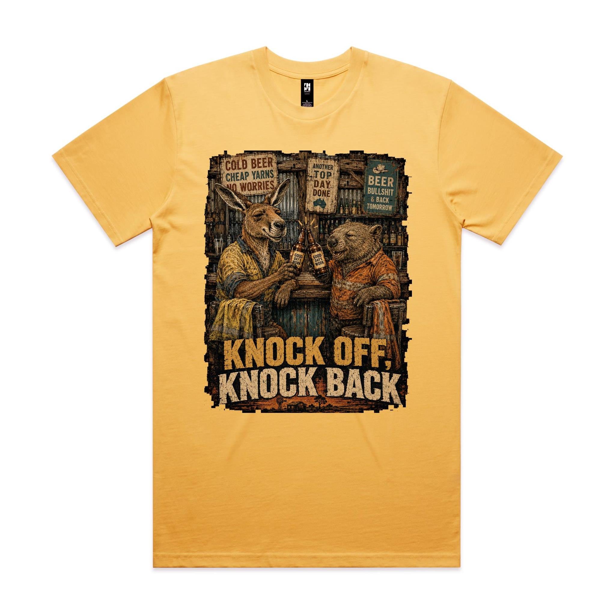 Knock Off, Knock Back — Kangaroo & Wombat Pub Tee