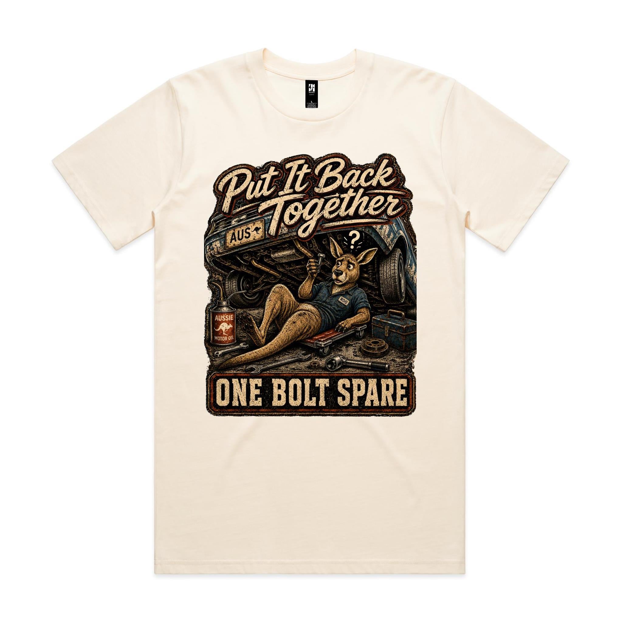 Put It Back Together — One Bolt Spare | Kangaroo Mechanic Tee