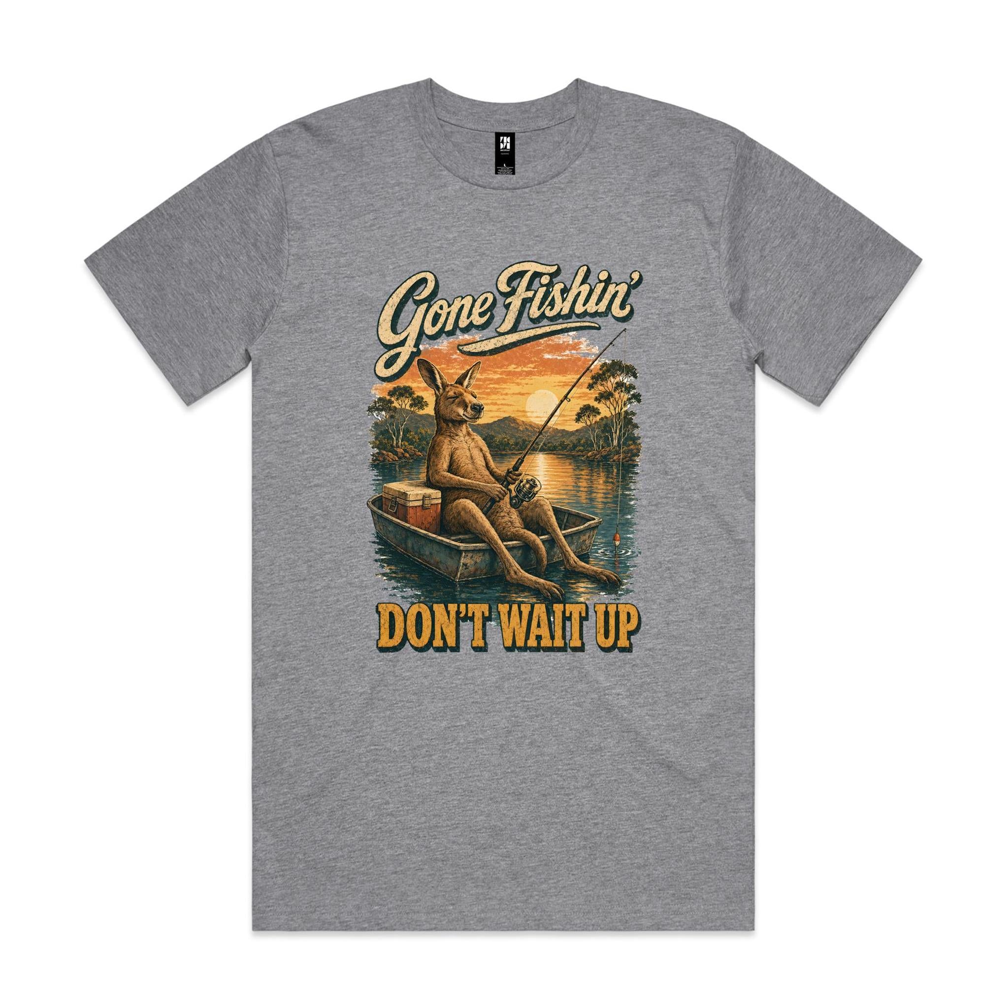 Gone Fishin' Don't Wait Up — Kangaroo Boat Tee