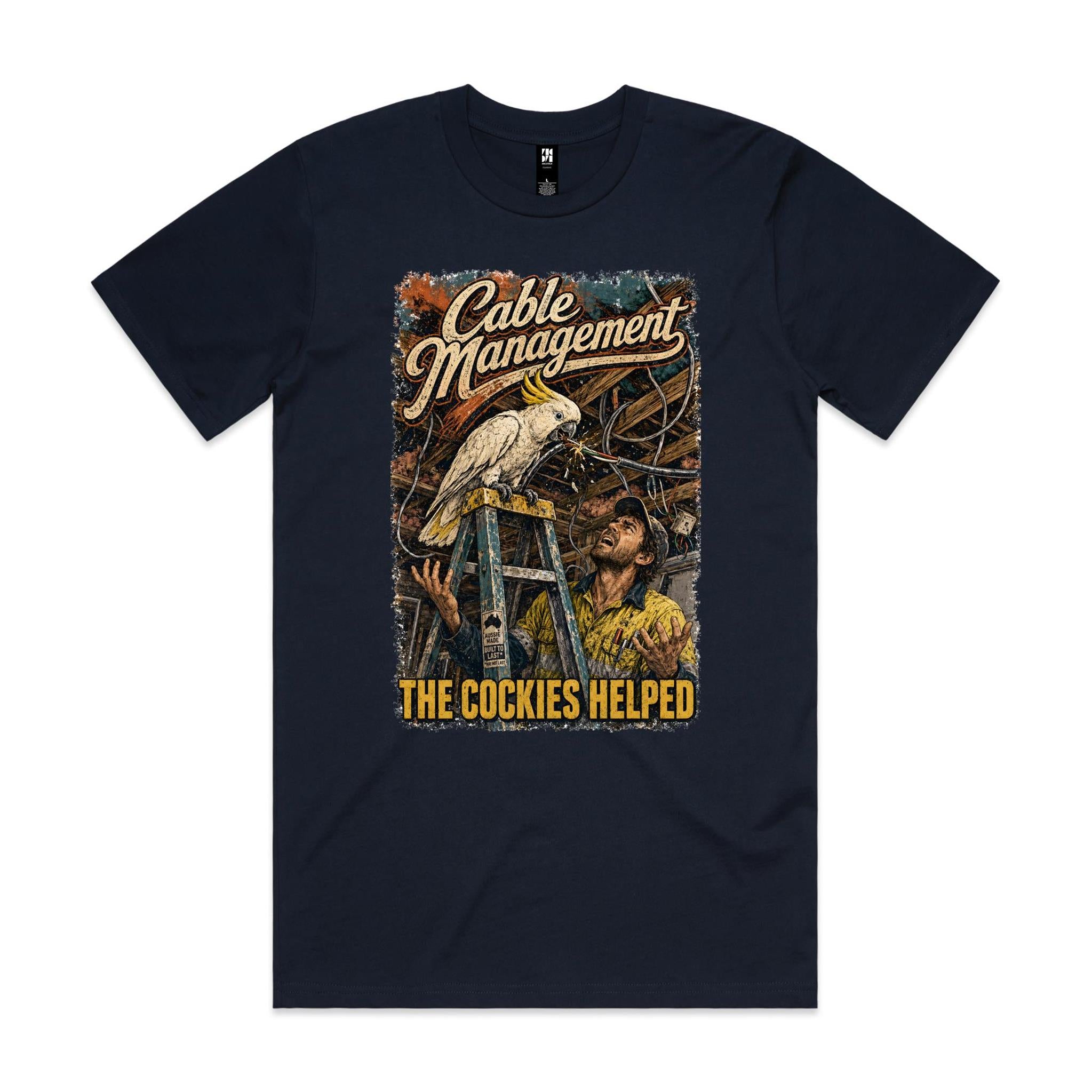 Cable Management — The Cockies Helped | Cockatoo Sparky Tee