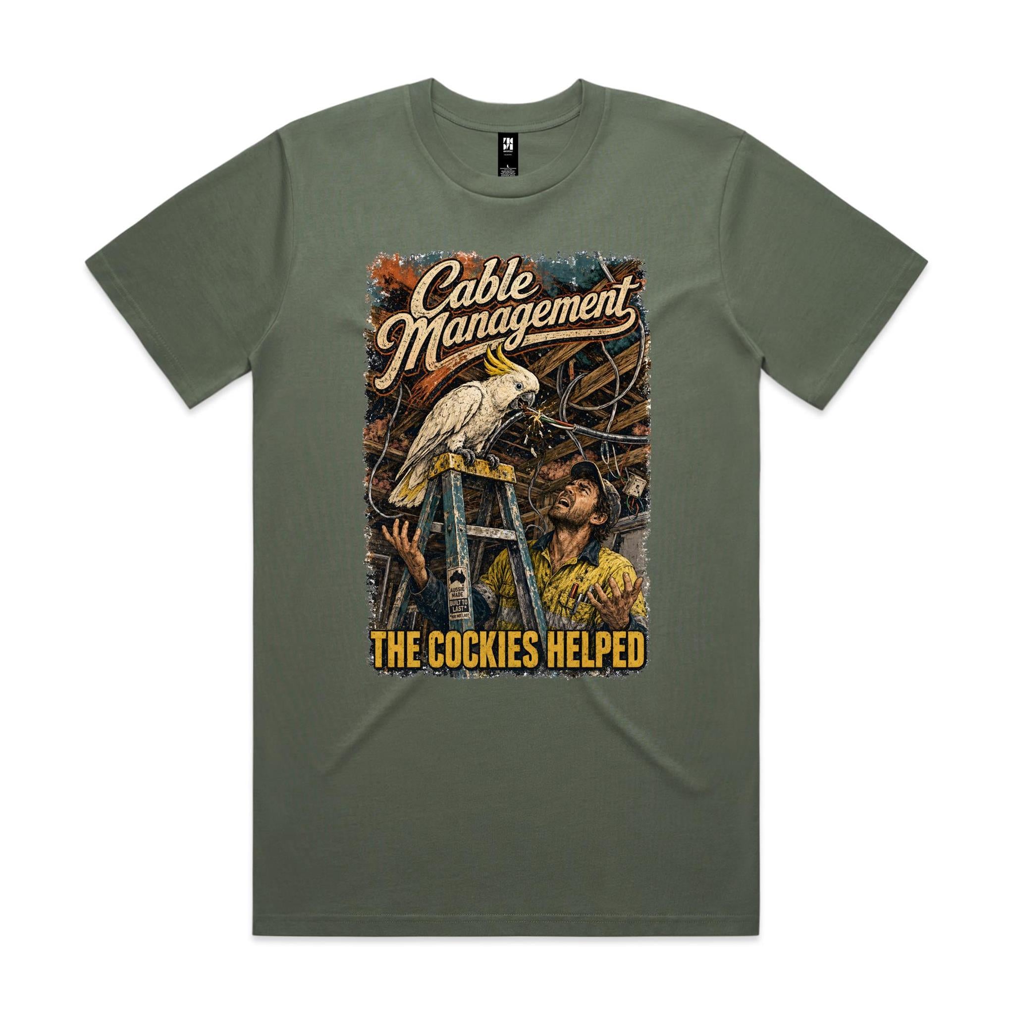 Cable Management — The Cockies Helped | Cockatoo Sparky Tee