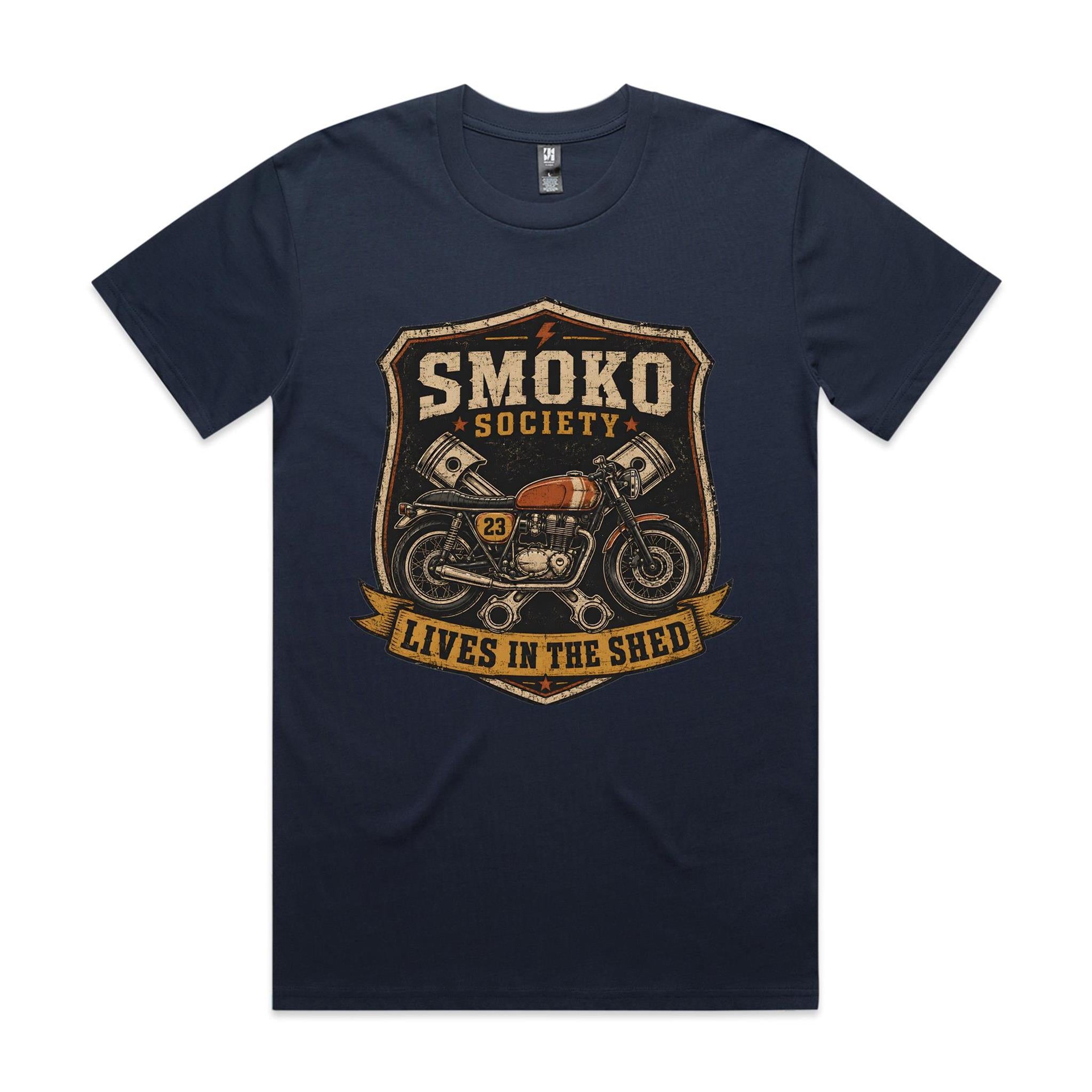 Smoko Society — Lives in the Shed | Cafe Racer Tee