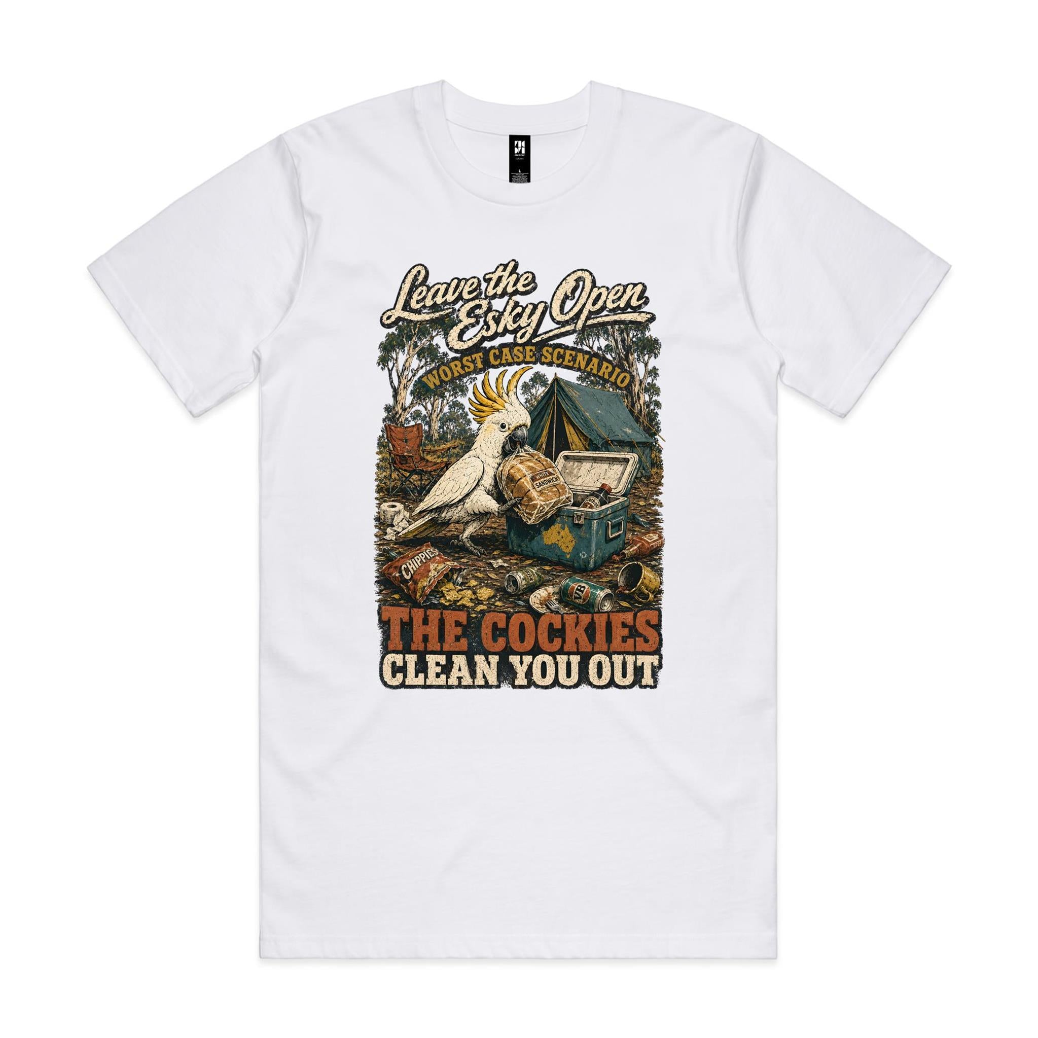 Leave the Esky Open — The Cockies Clean You Out | Cockatoo Camping Tee