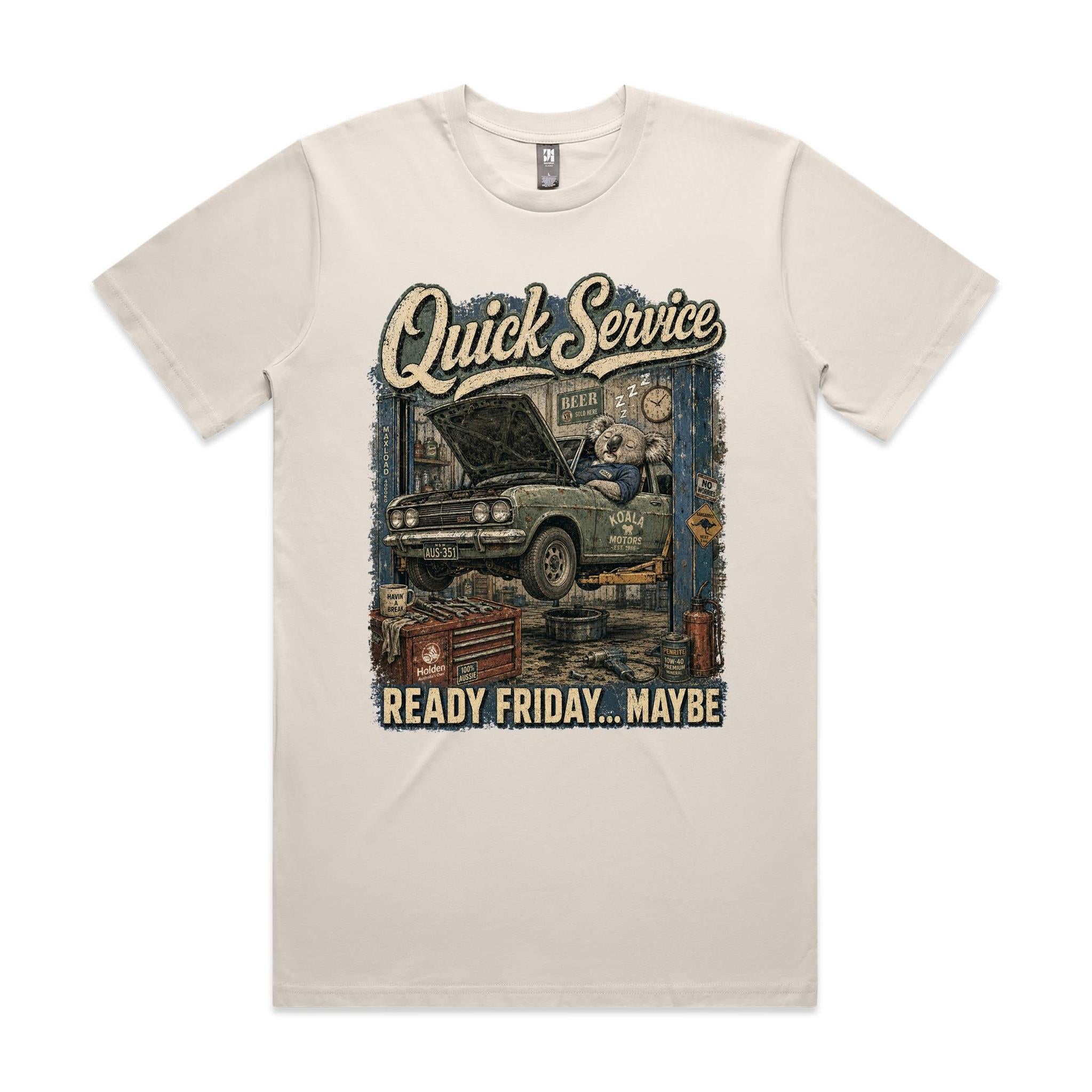 Quick Service — Ready Friday... Maybe | Koala Mechanic Tee