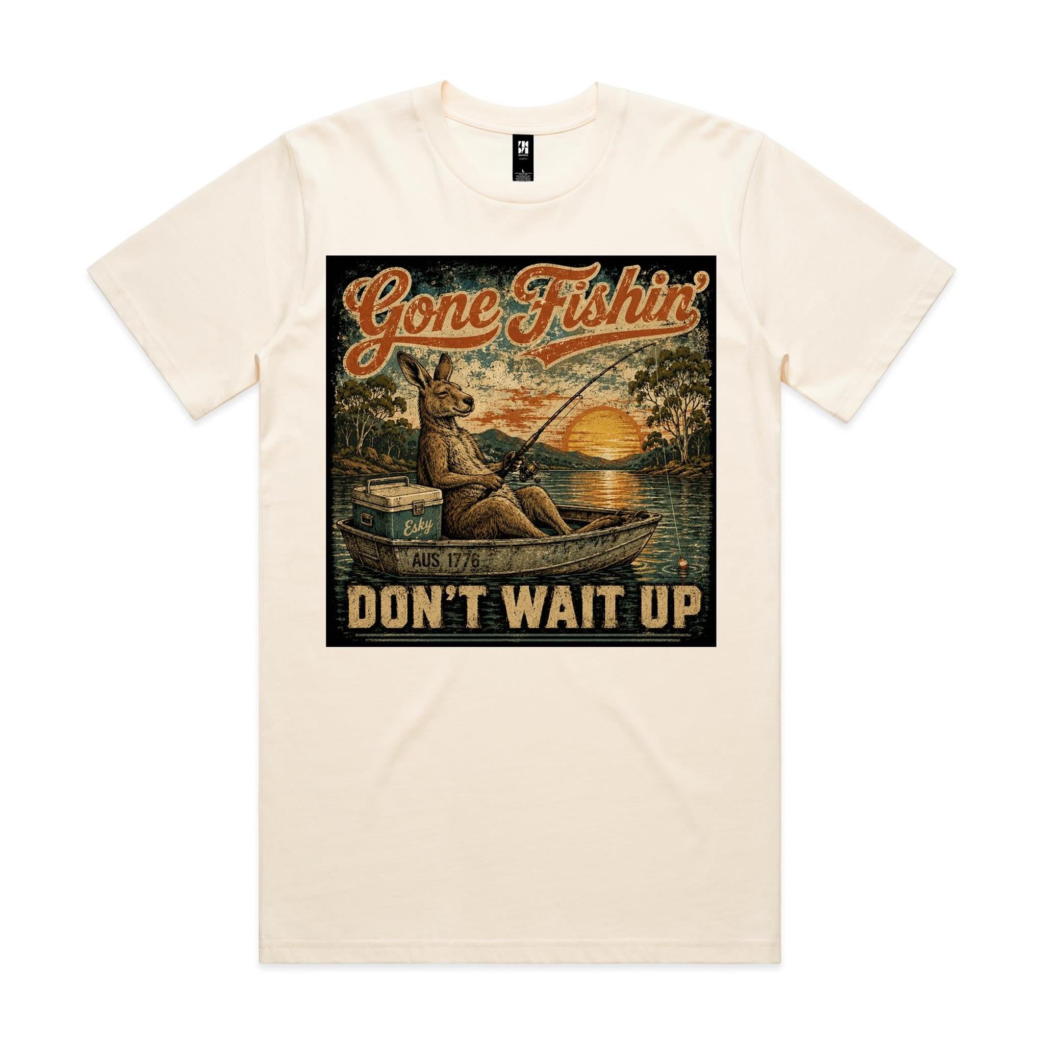 Gone Fishin' Don't Wait Up — Kangaroo Boat Tee