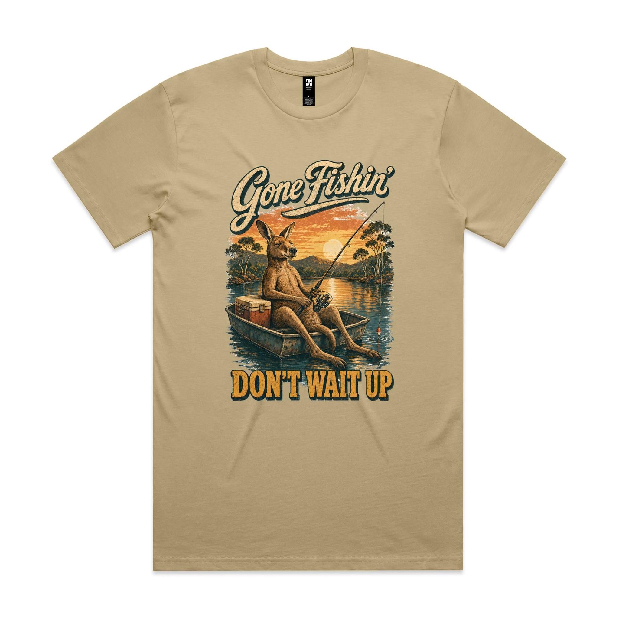 Gone Fishin' Don't Wait Up — Kangaroo Boat Tee