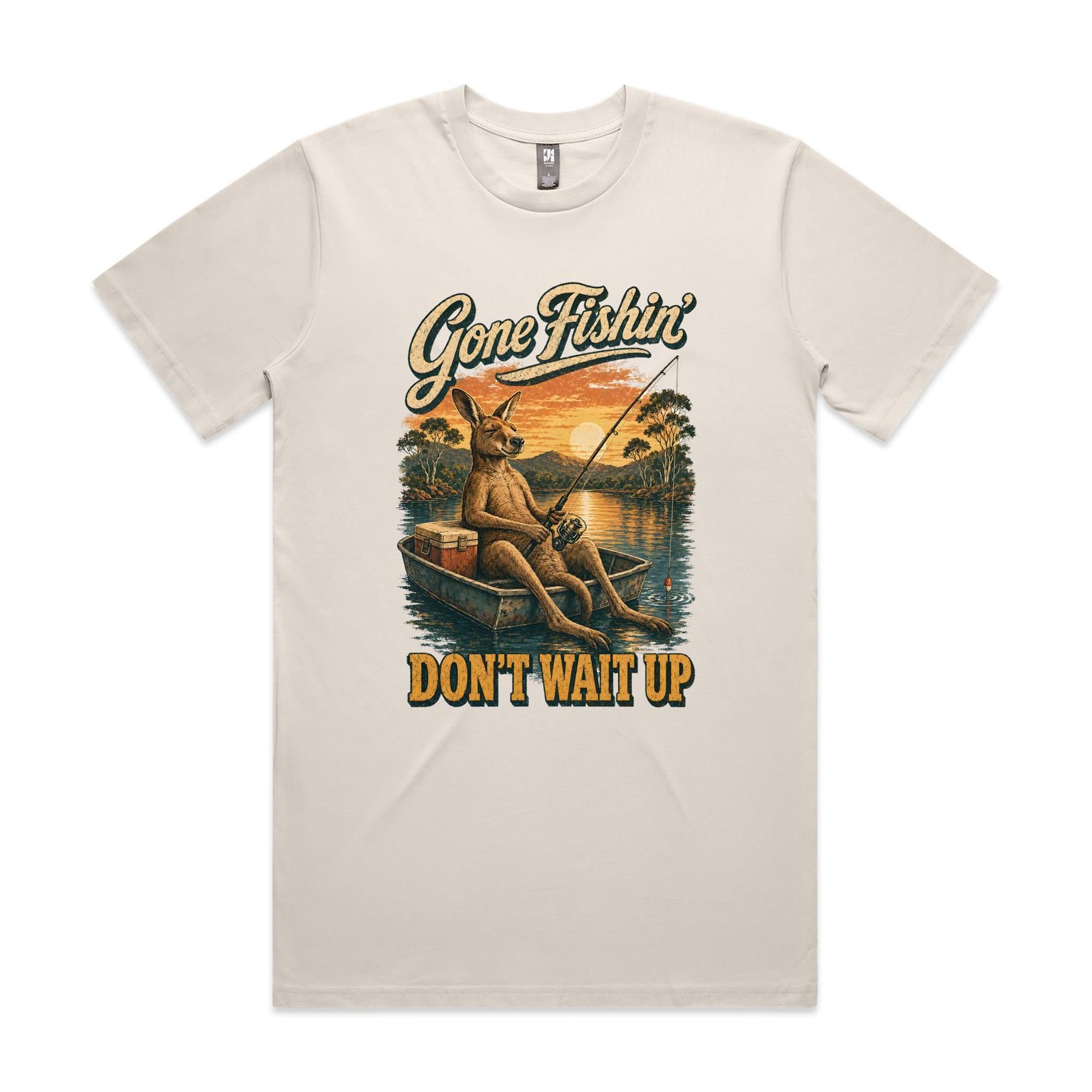 Gone Fishin' Don't Wait Up — Kangaroo Boat Tee
