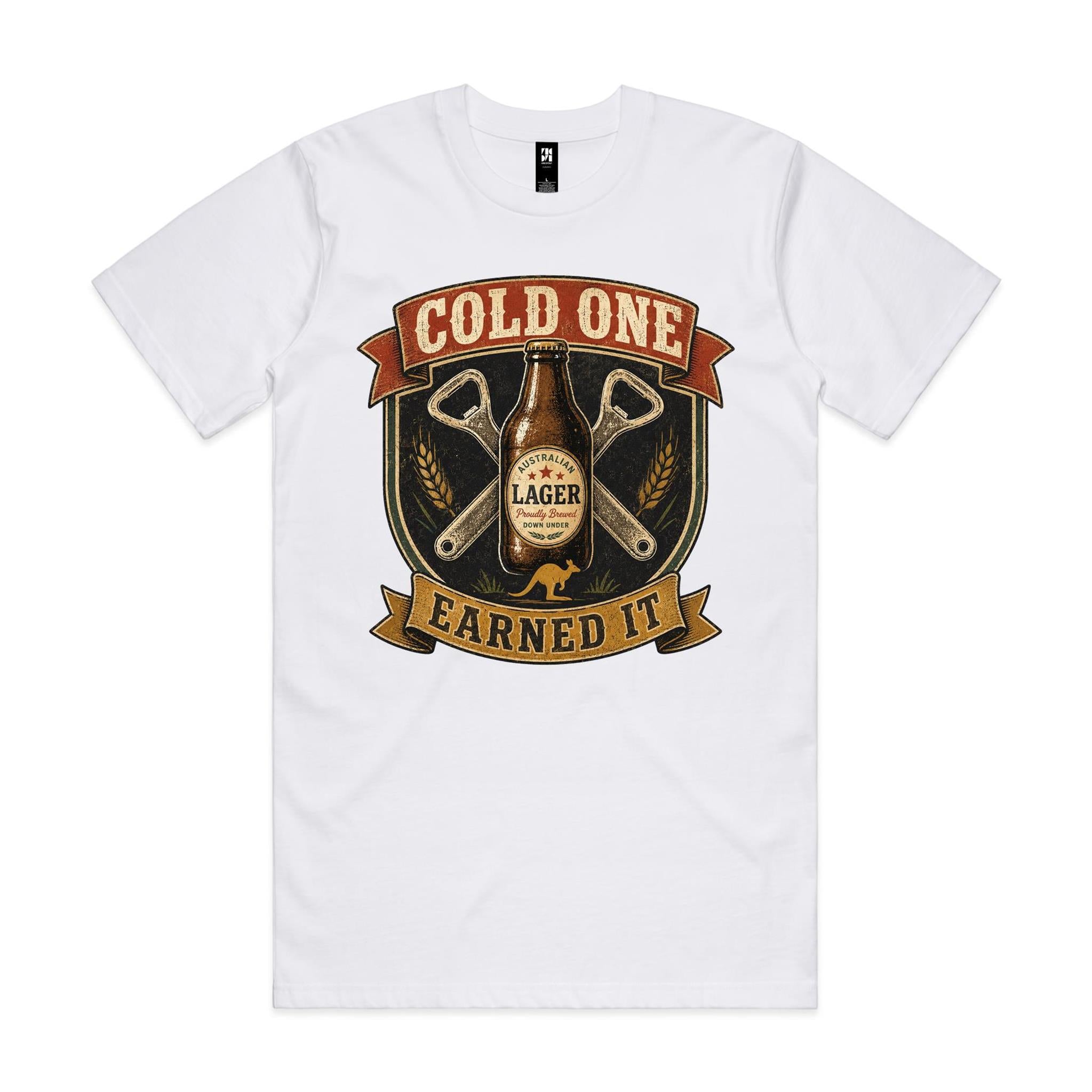 Cold One, Earned It — Aussie Lager Tee