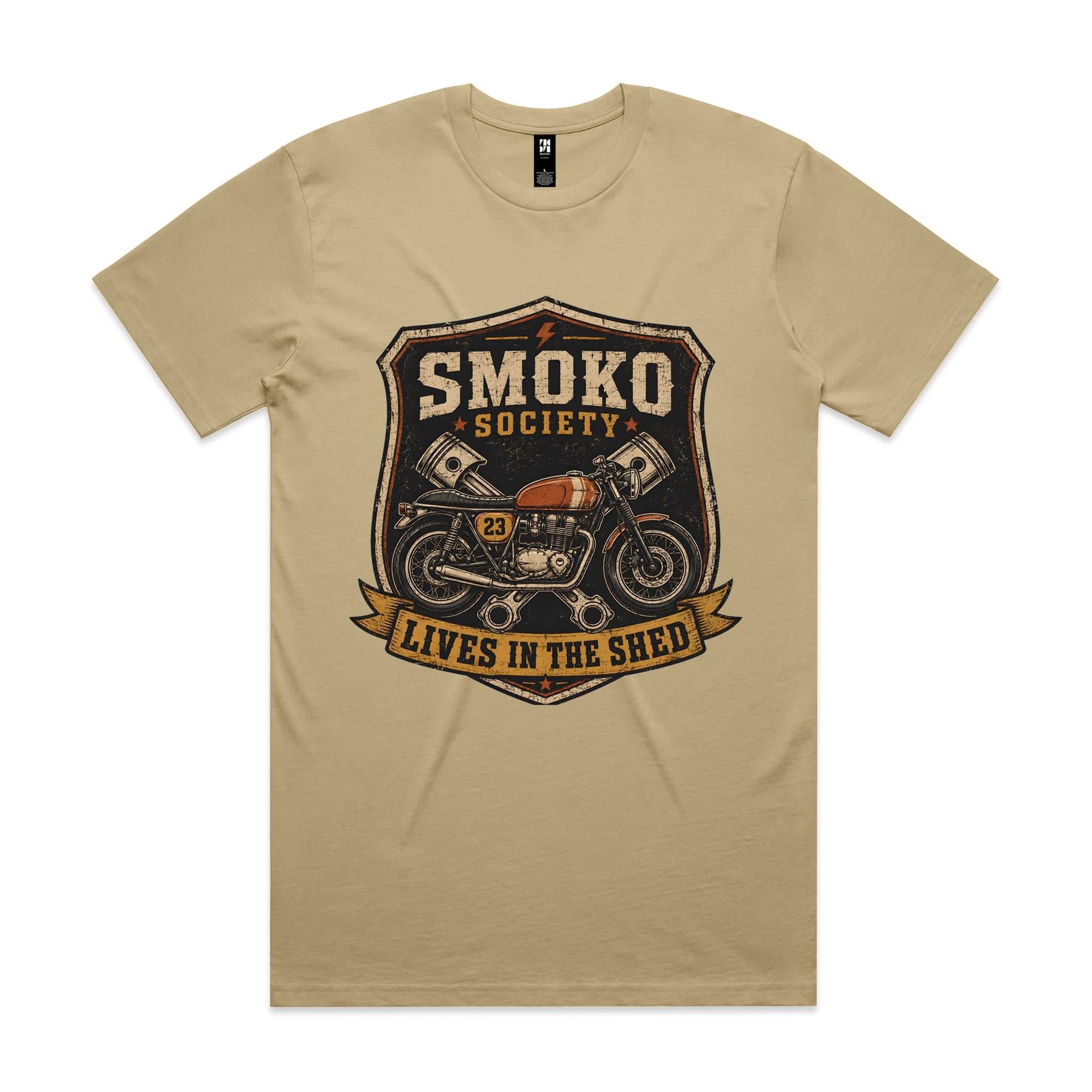 Smoko Society — Lives in the Shed | Cafe Racer Tee
