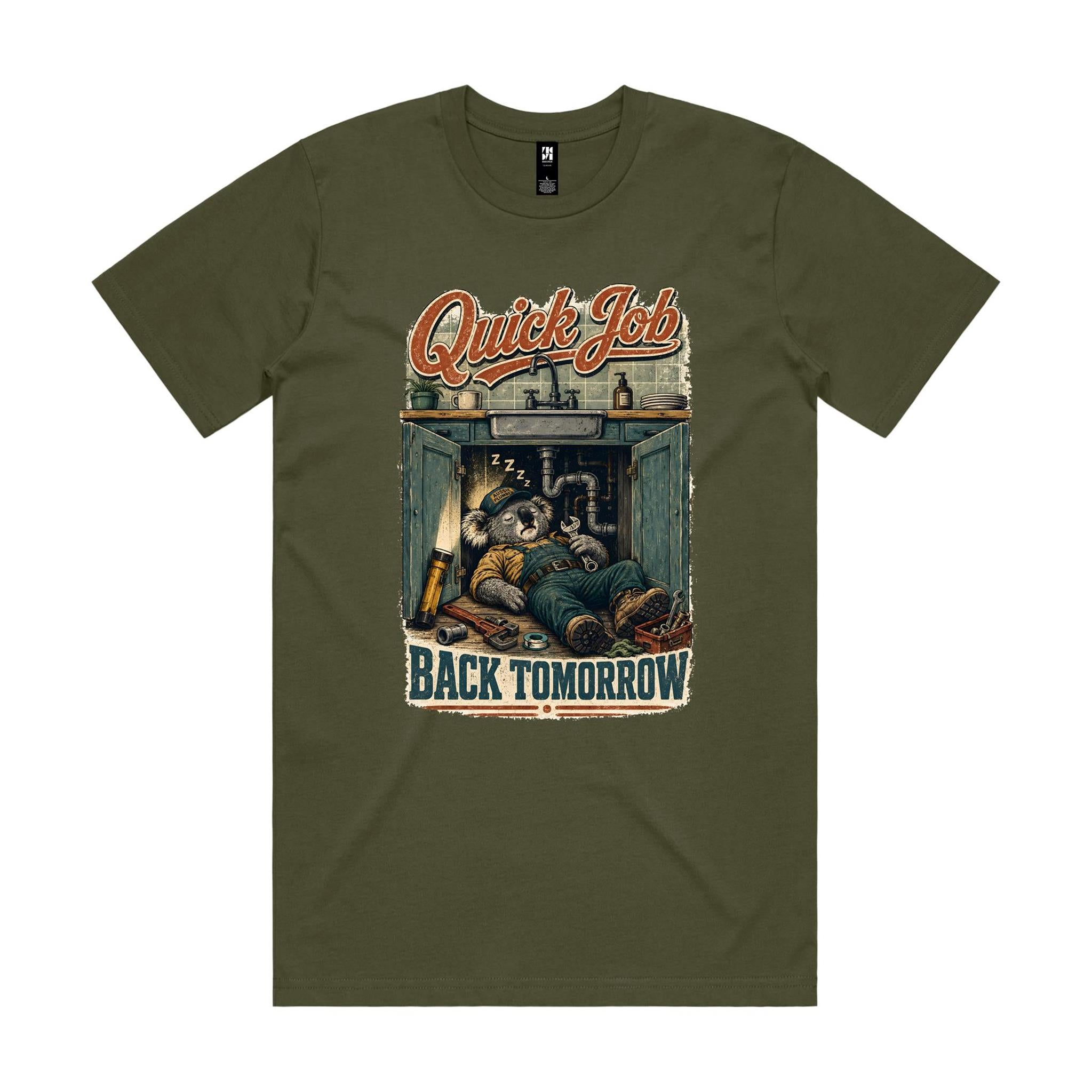 Quick Job — Back Tomorrow | Koala Plumber Tee