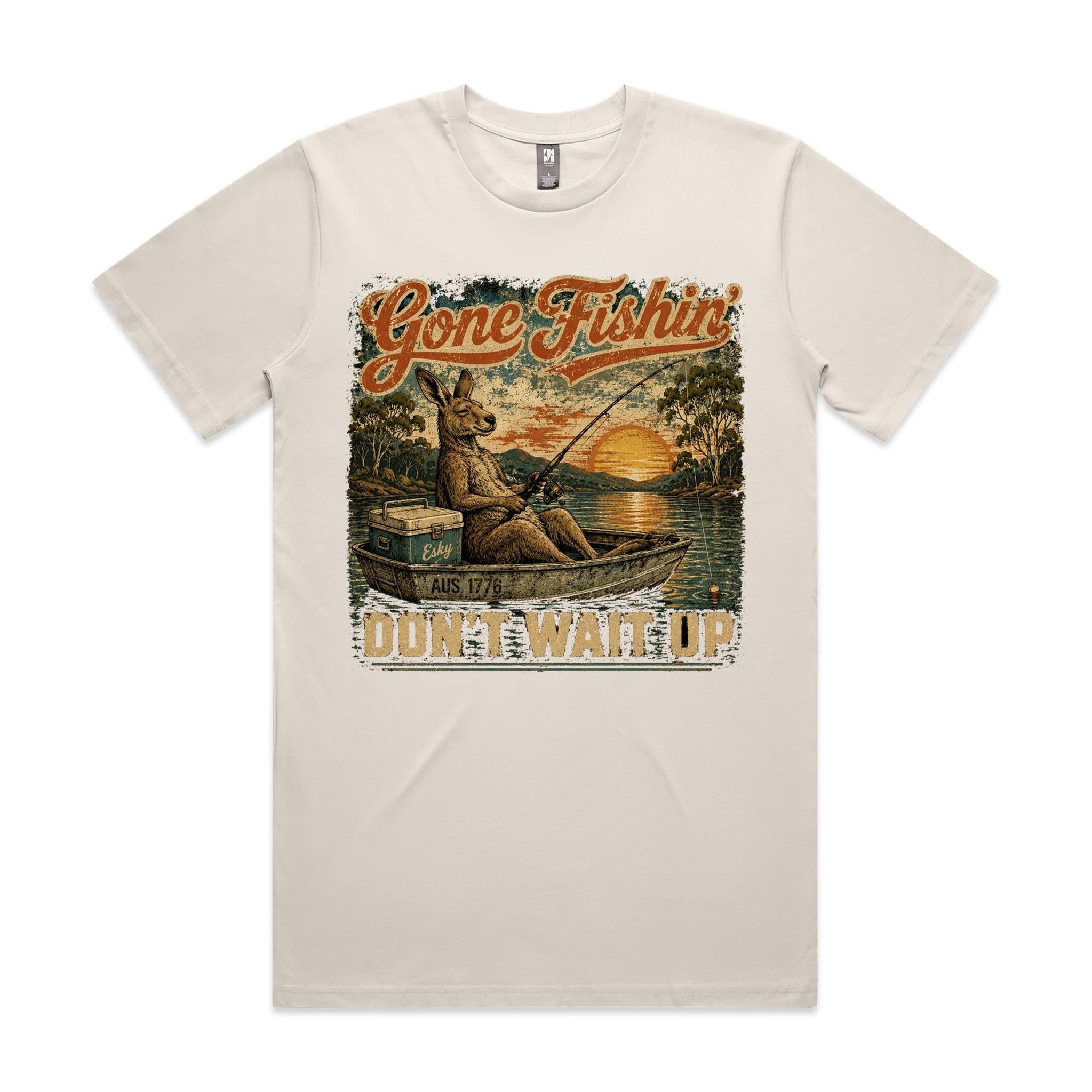 Gone Fishin' Don't Wait Up — Kangaroo Boat Tee