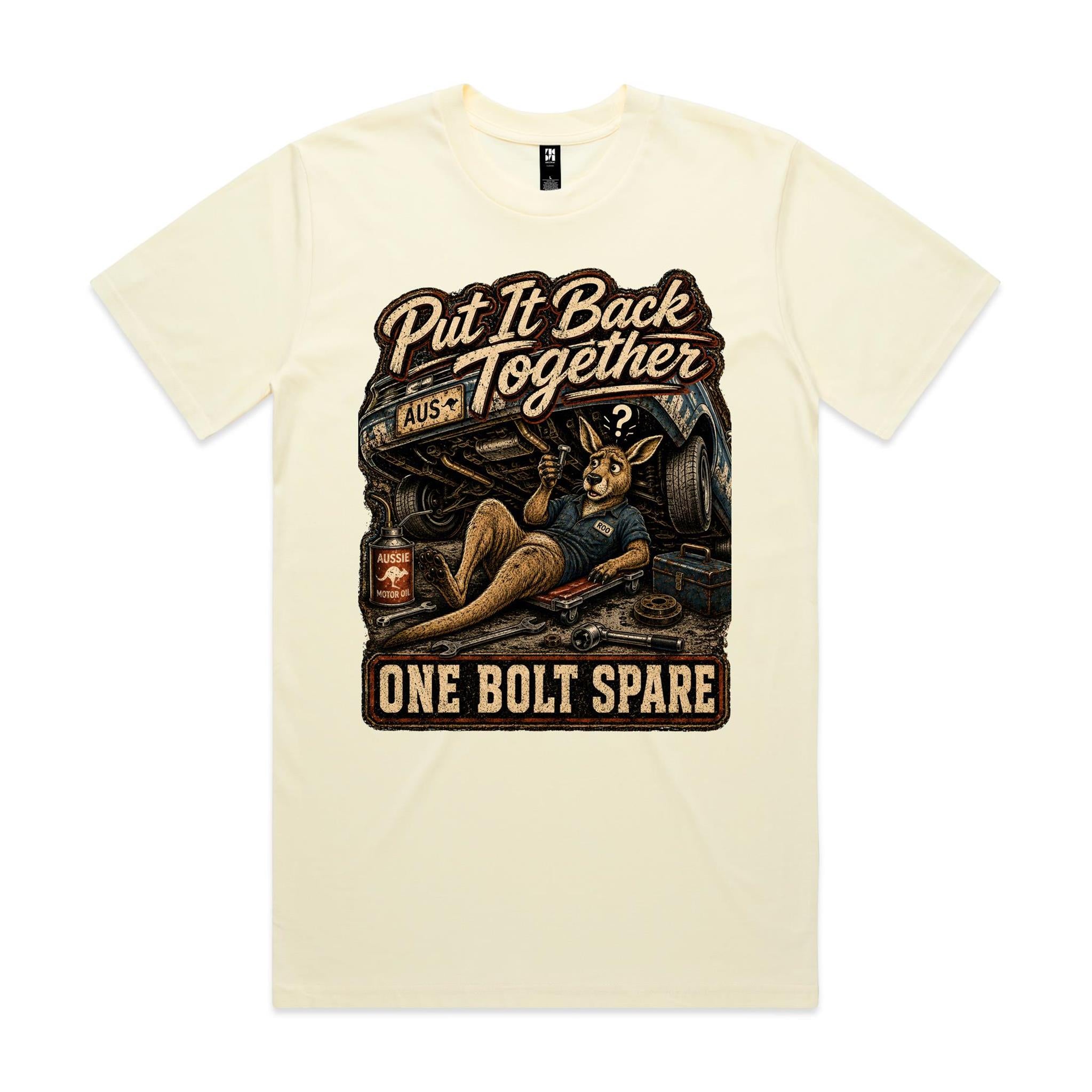 Put It Back Together — One Bolt Spare | Kangaroo Mechanic Tee