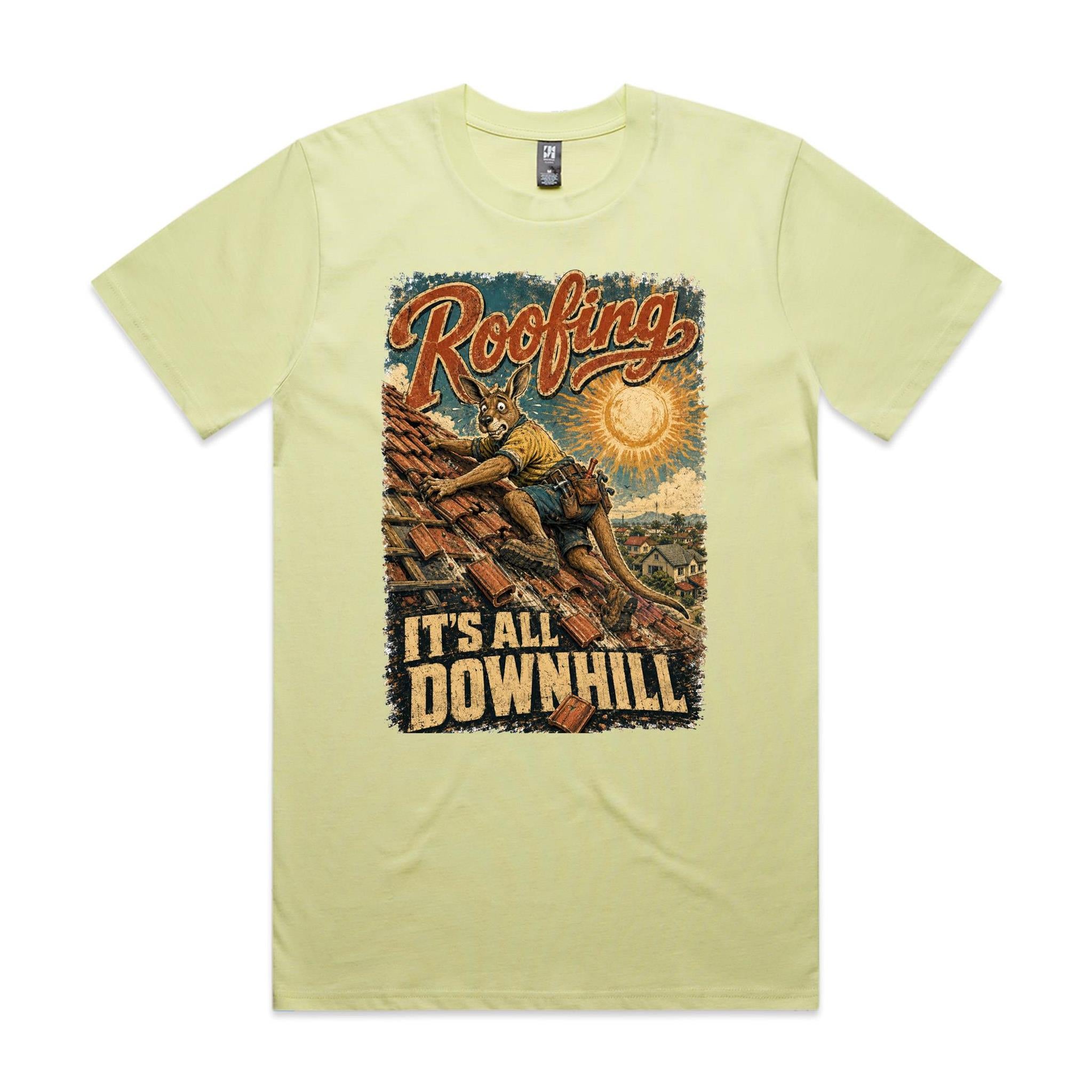 Roofing — It's All Downhill | Kangaroo Roofer Tee
