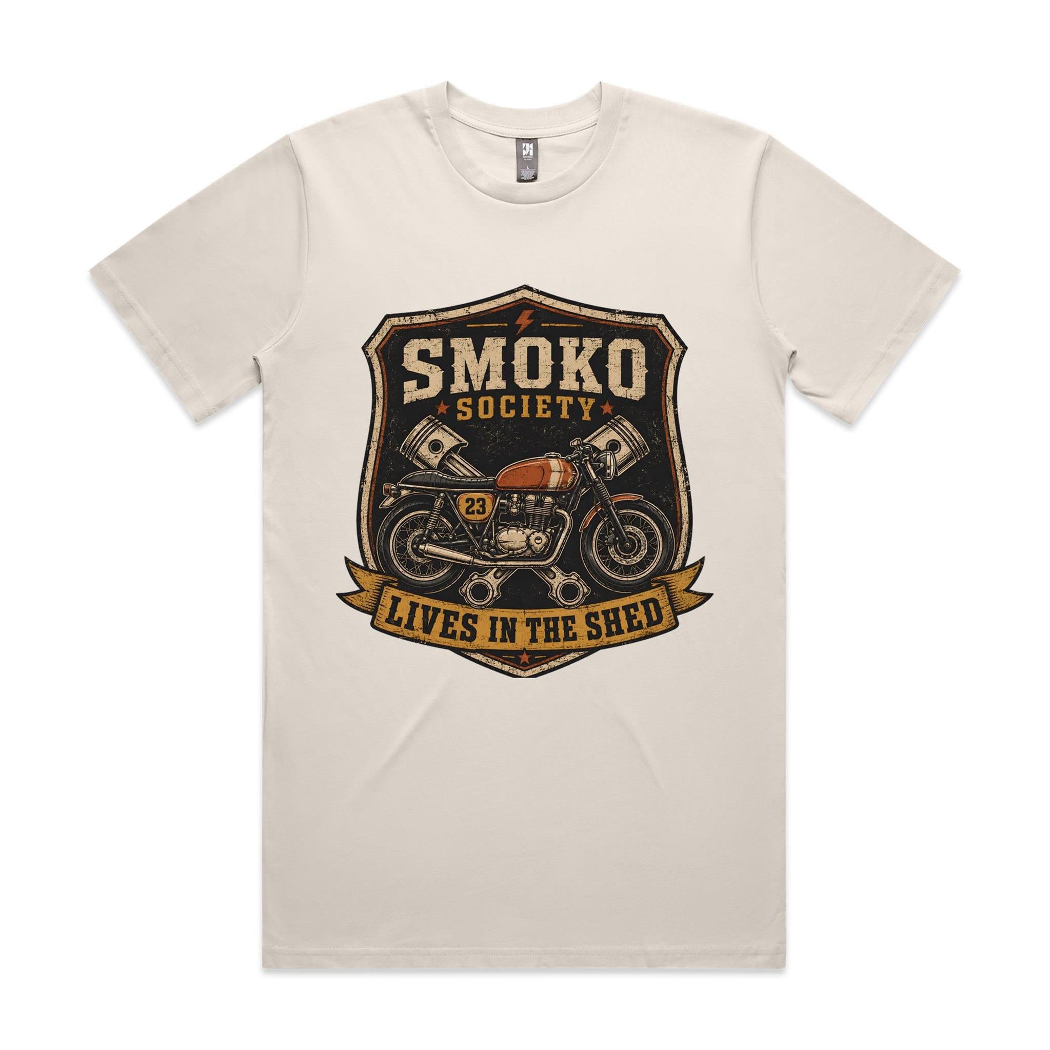 Smoko Society — Lives in the Shed | Cafe Racer Tee