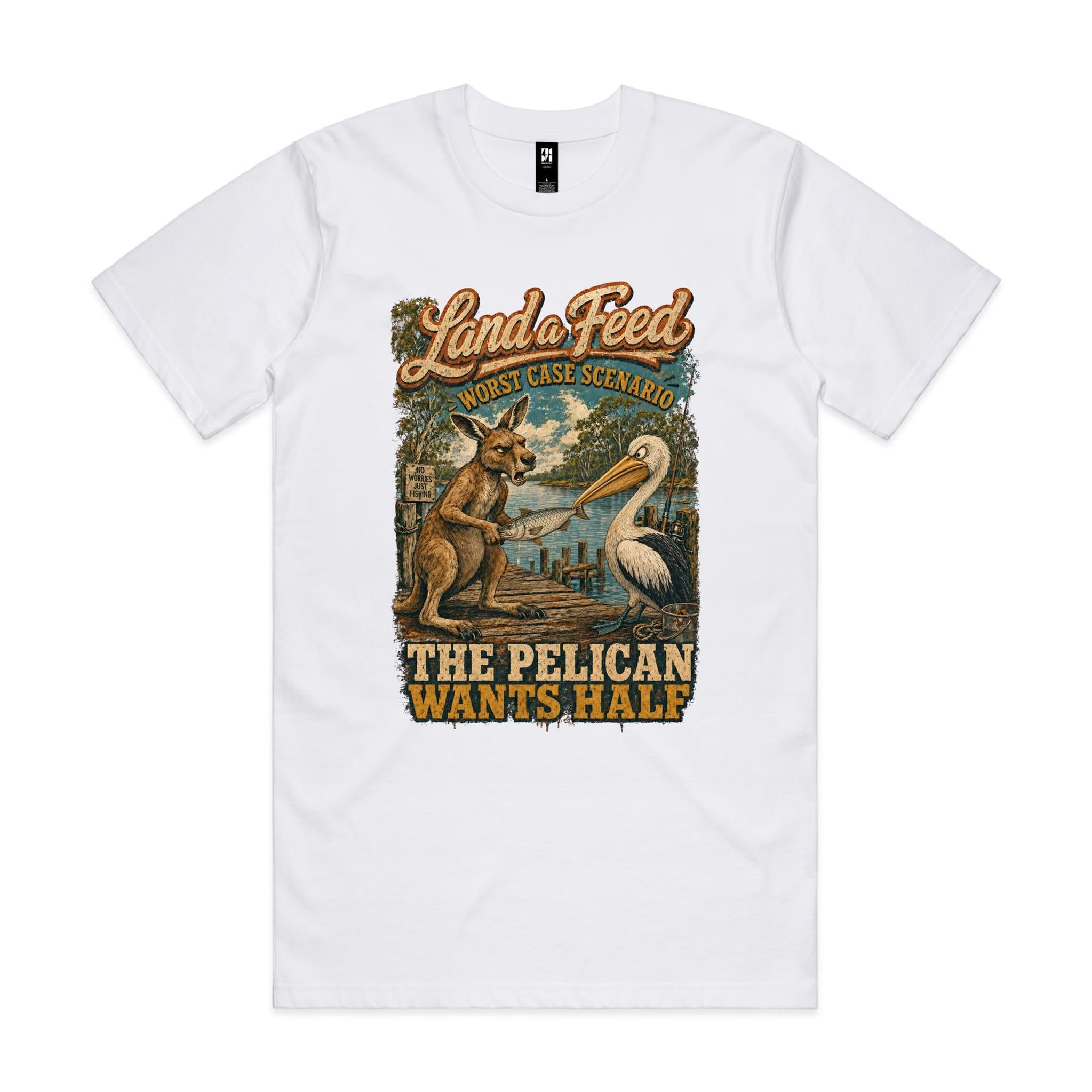 Land a Feed — The Pelican Wants Half | Kangaroo Fishing Tee