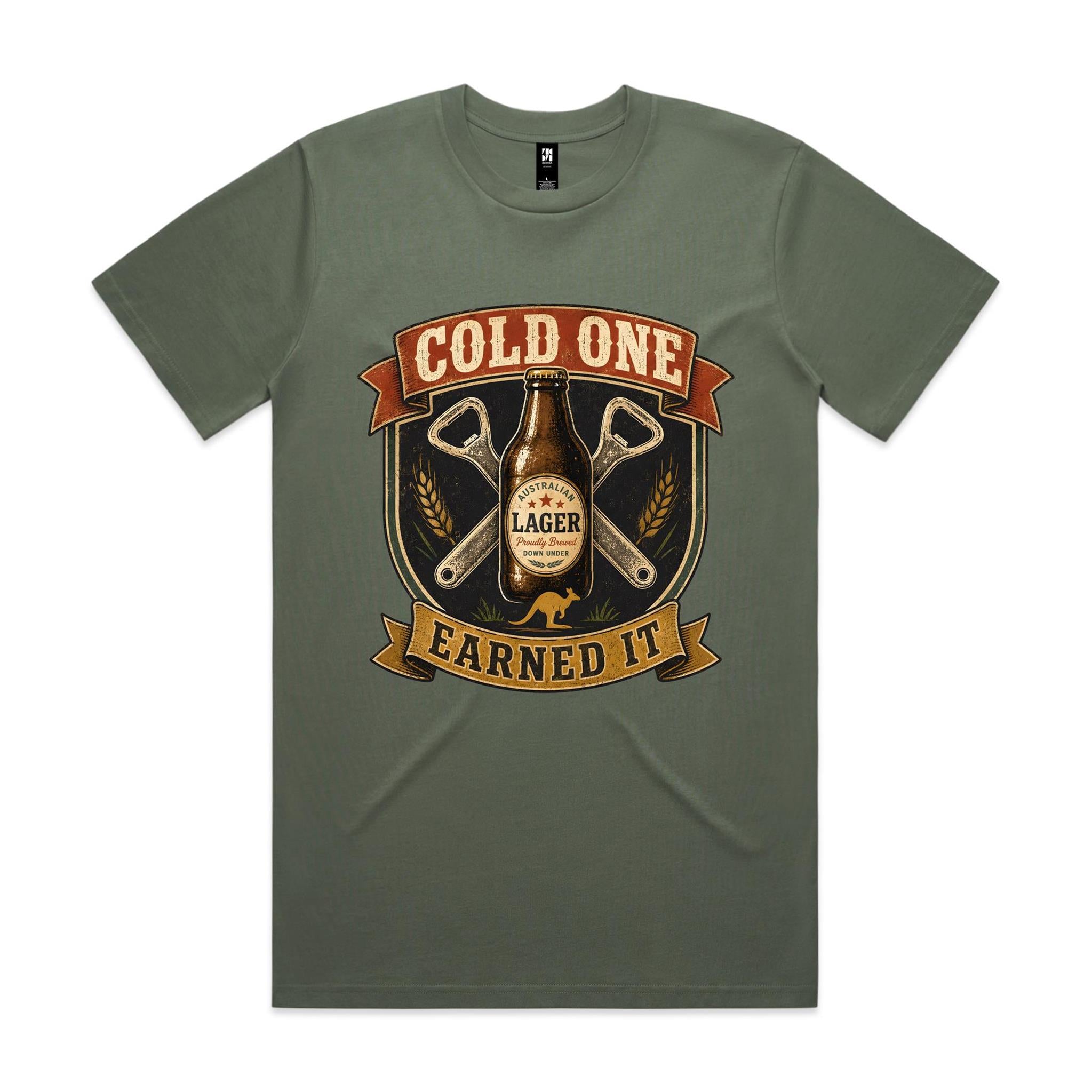 Cold One, Earned It — Aussie Lager Tee