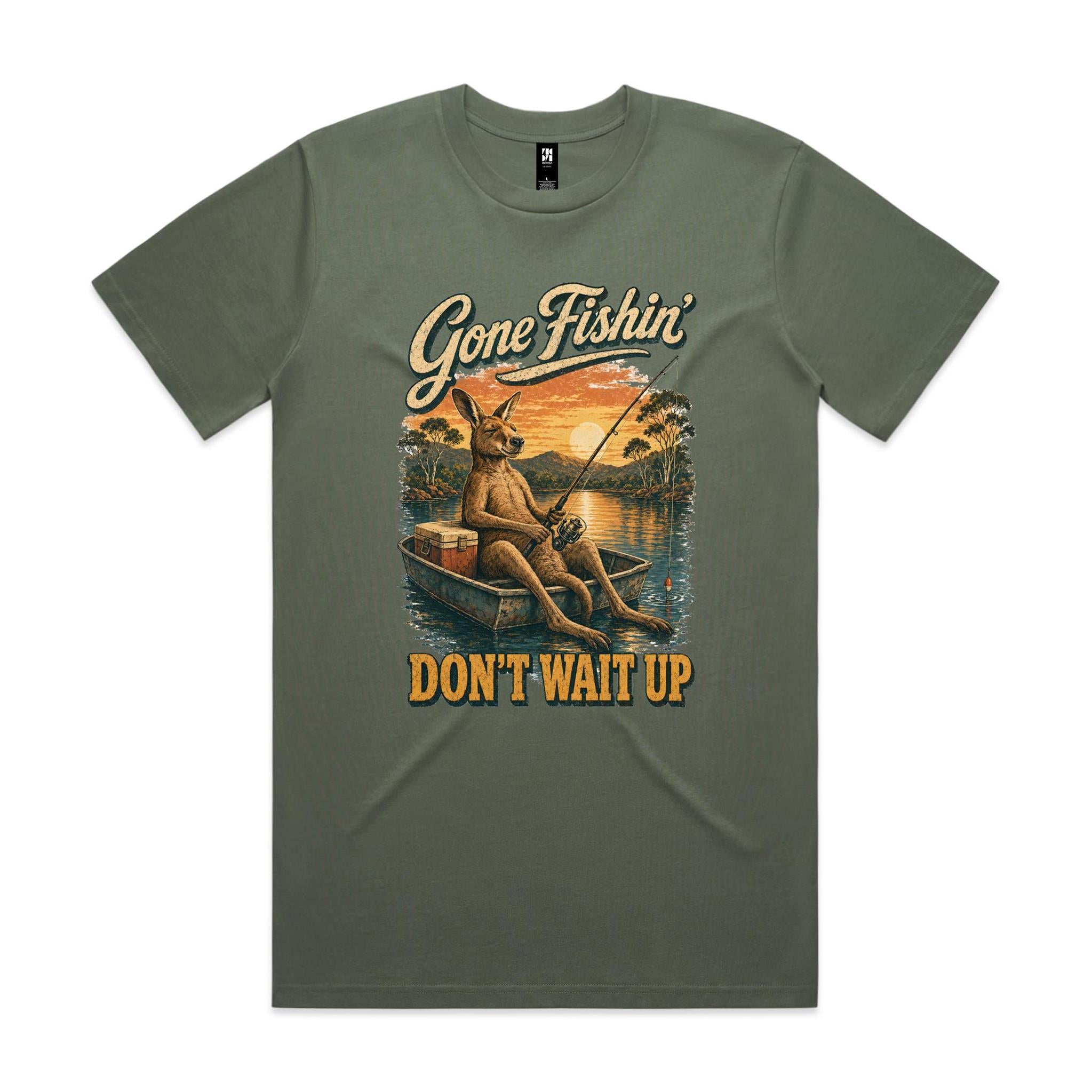 Gone Fishin' Don't Wait Up — Kangaroo Boat Tee