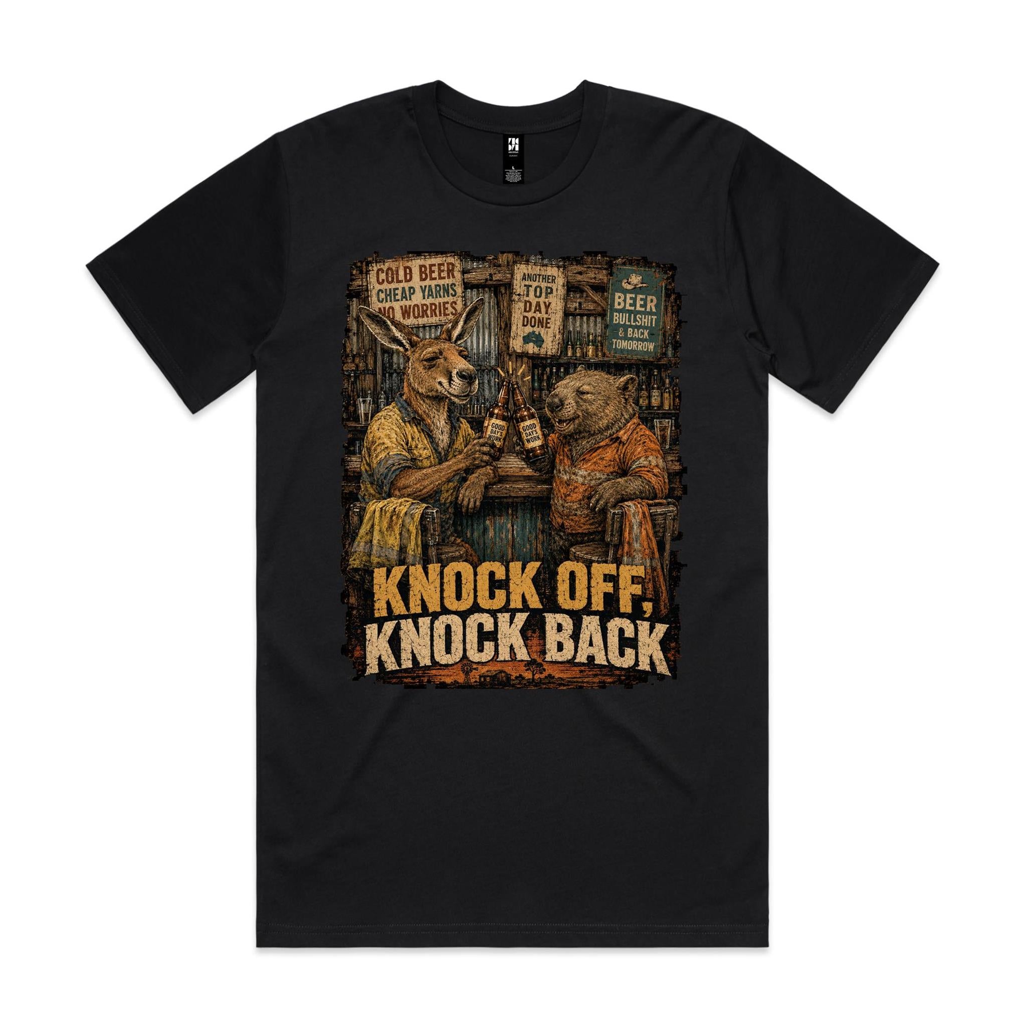 Knock Off, Knock Back — Kangaroo & Wombat Pub Tee