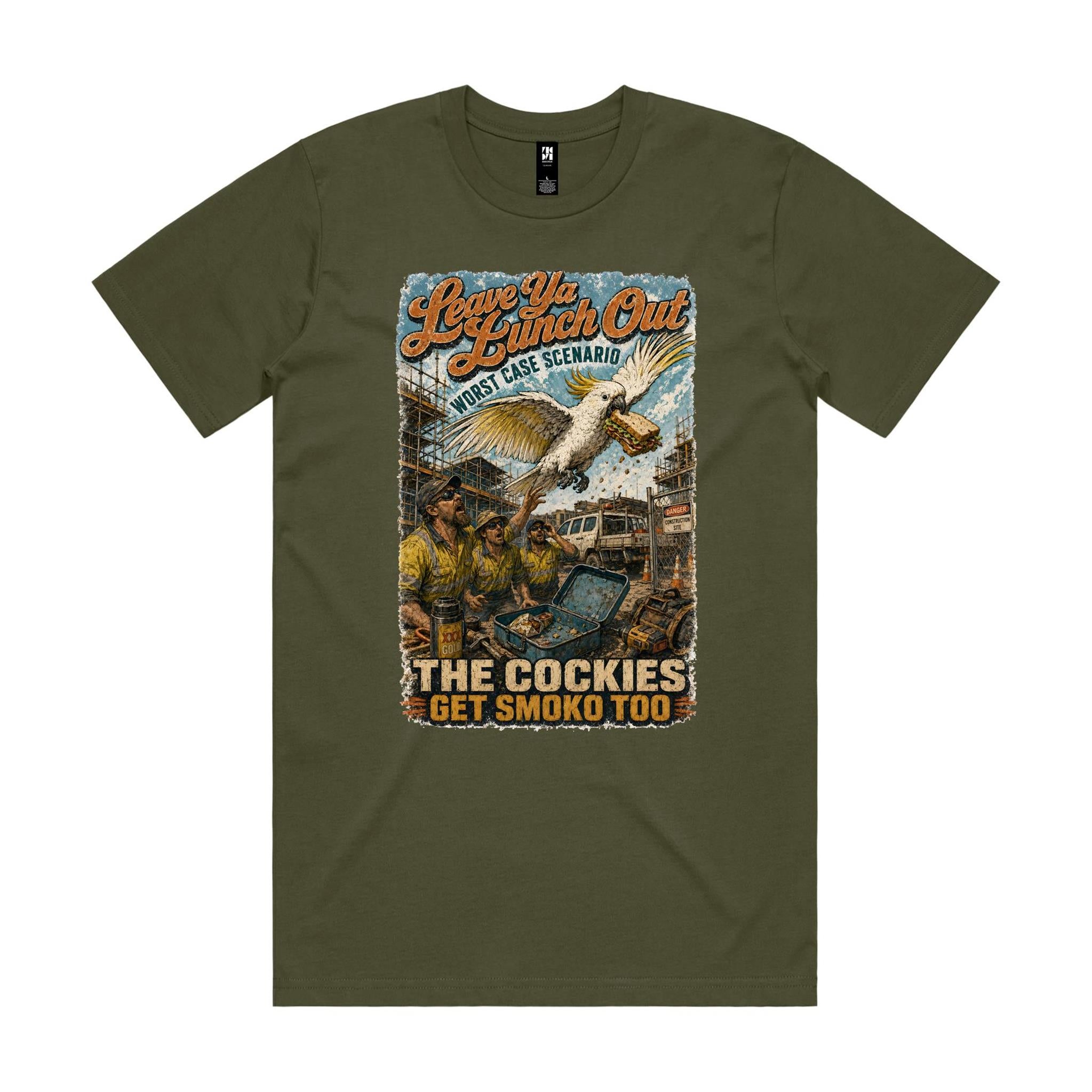 Leave Ya Lunch Out — The Cockies Get Smoko Too | Cockatoo Tradie Tee