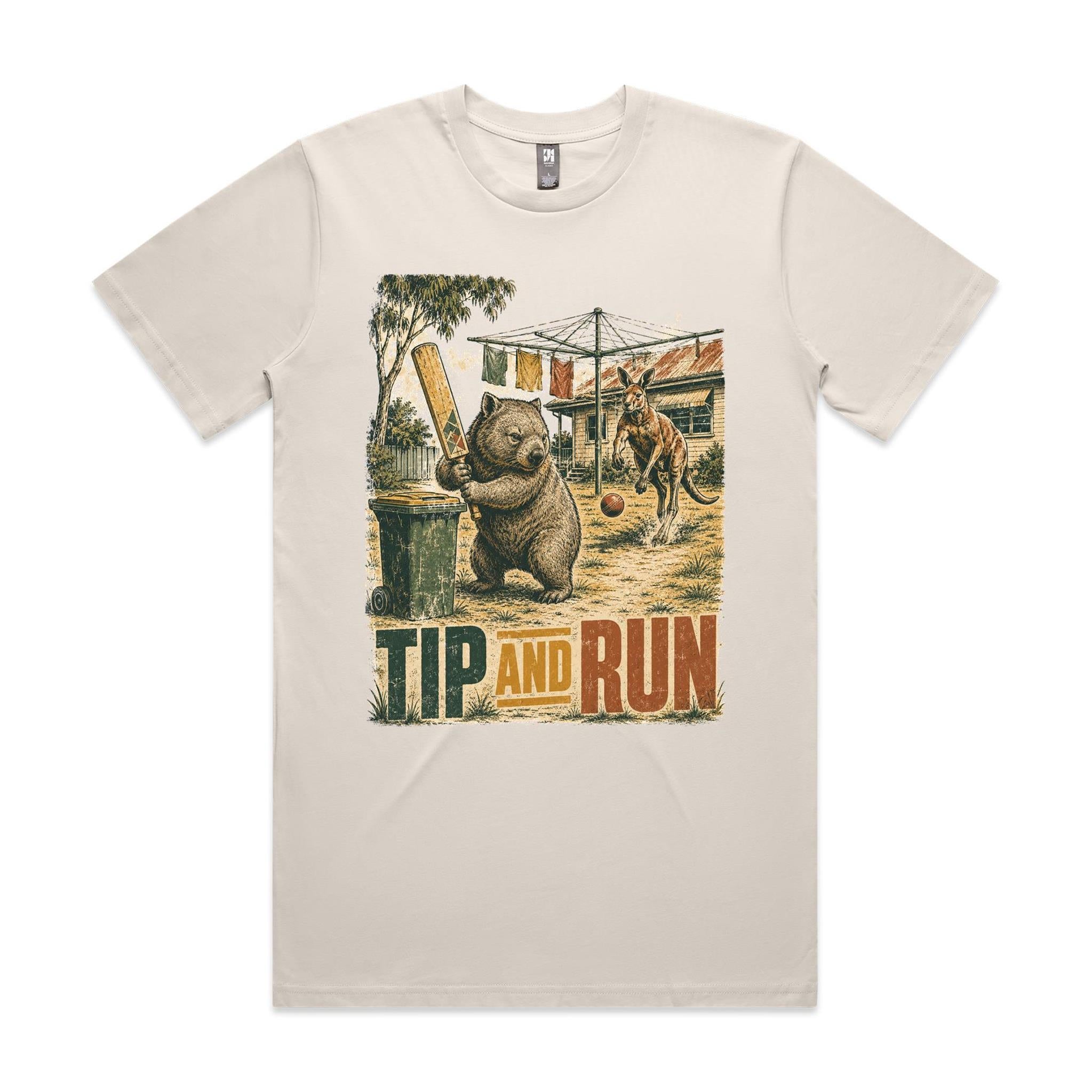 Tip and Run — Wombat Backyard Cricket Tee