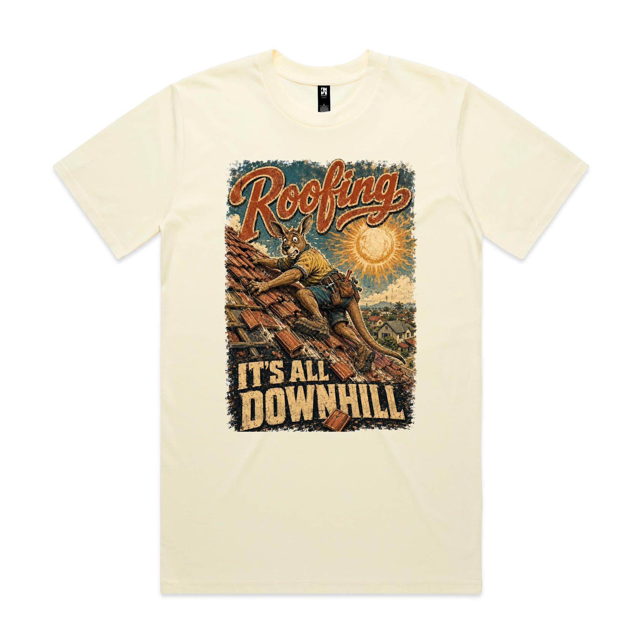 Roofing — It's All Downhill | Kangaroo Roofer Tee