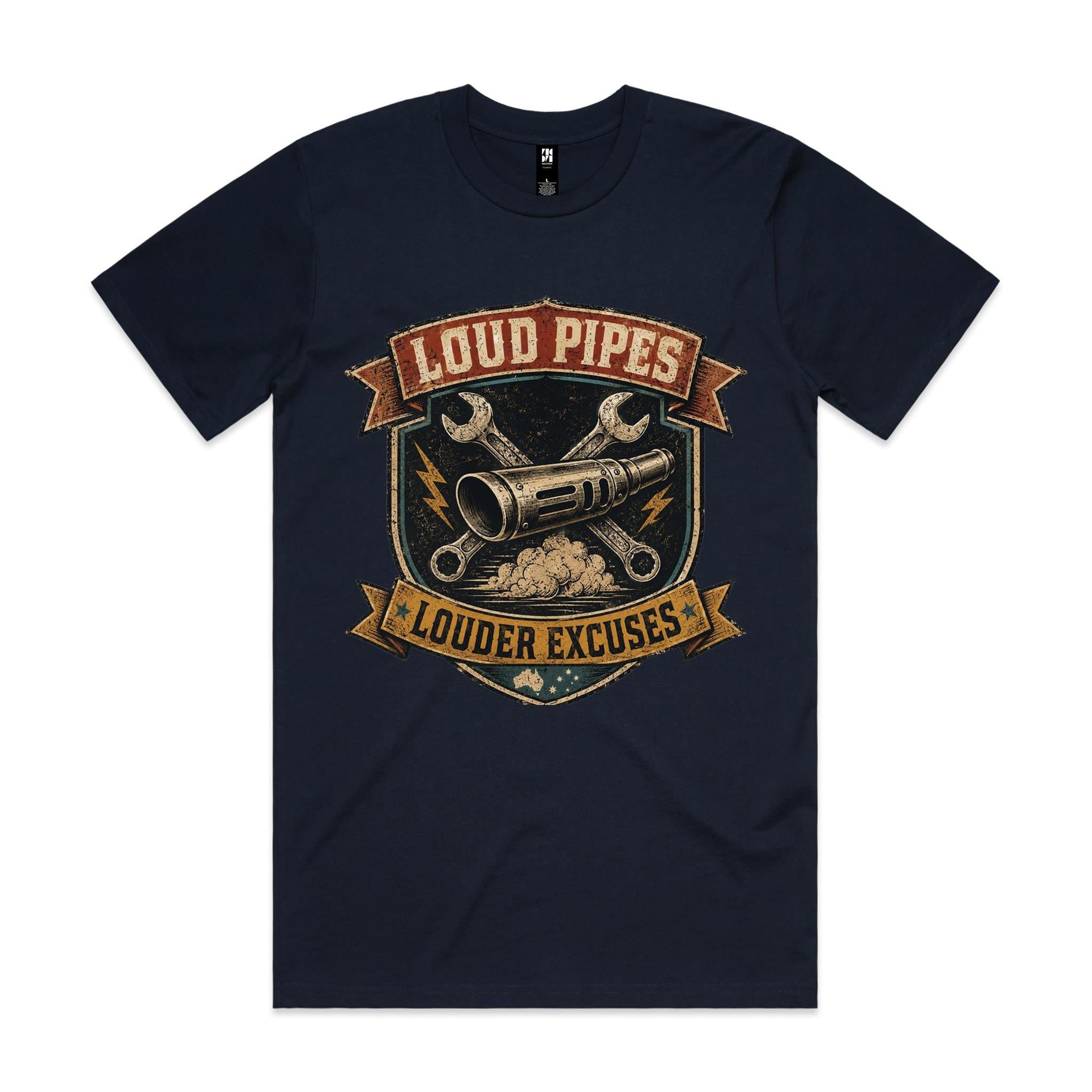 Loud Pipes, Louder Excuses — Motorbike Tee