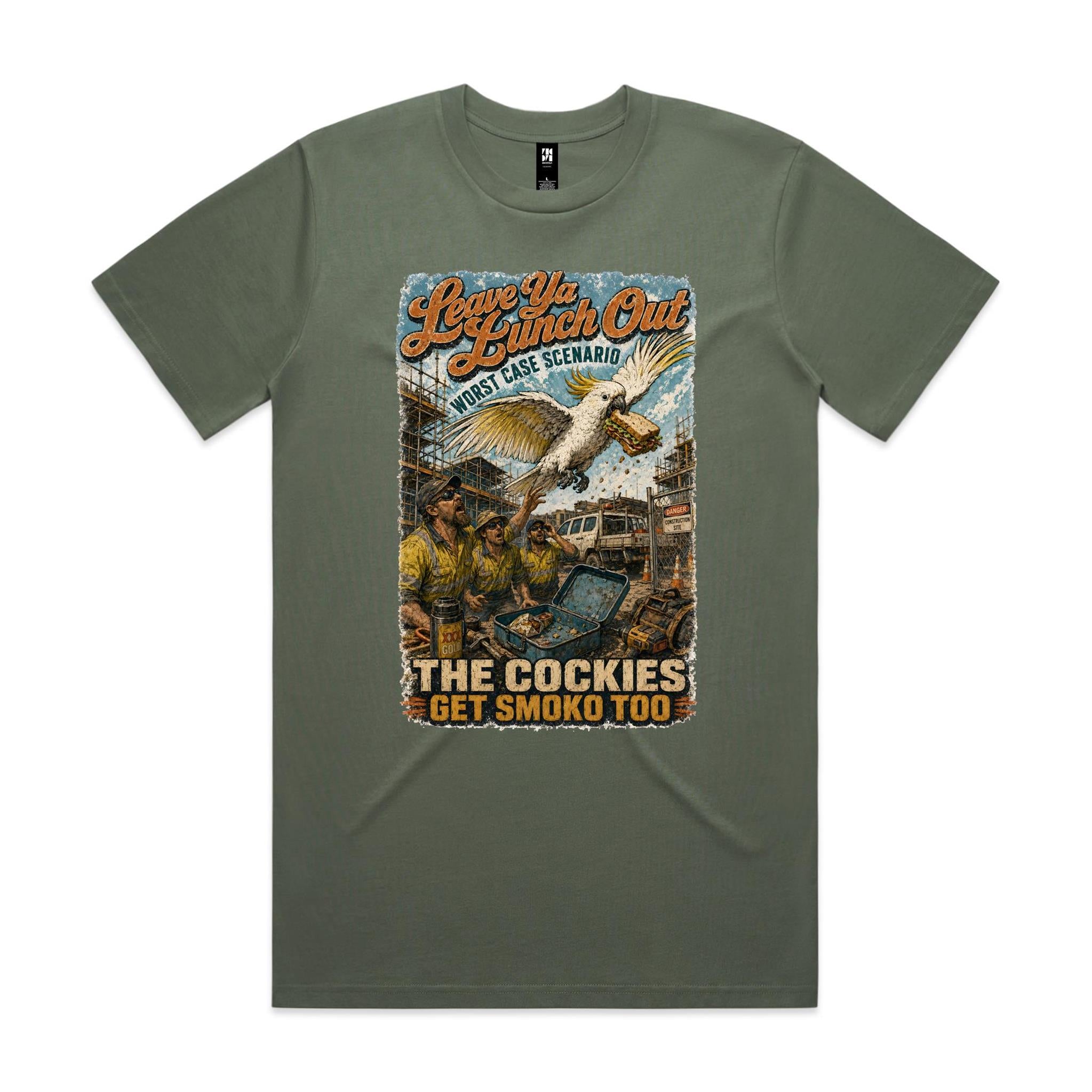 Leave Ya Lunch Out — The Cockies Get Smoko Too | Cockatoo Tradie Tee