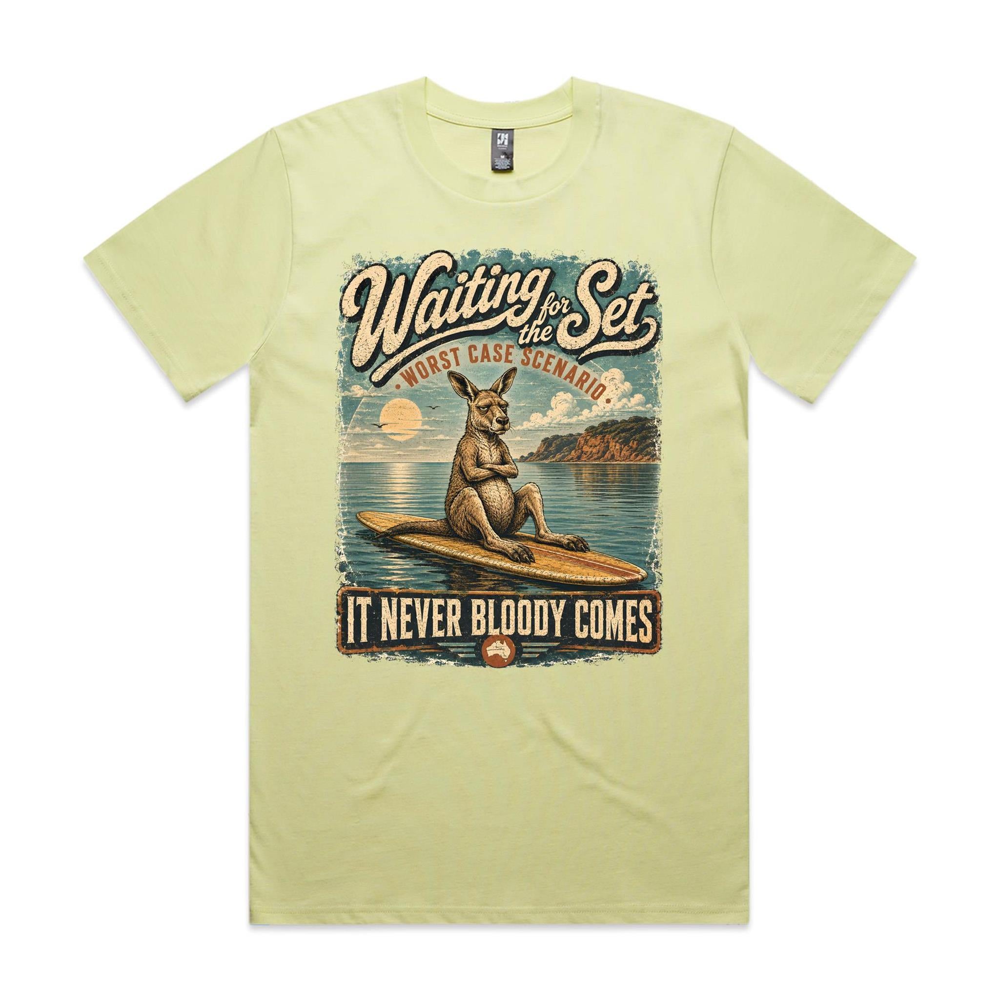 Waiting for the Set — It Never Bloody Comes | Kangaroo Surf Tee
