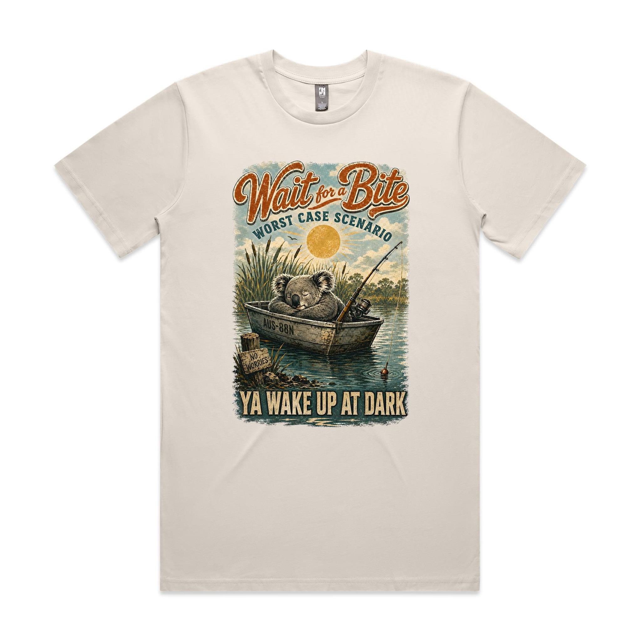 Wait for a Bite — Ya Wake Up at Dark | Koala Fishing Tee