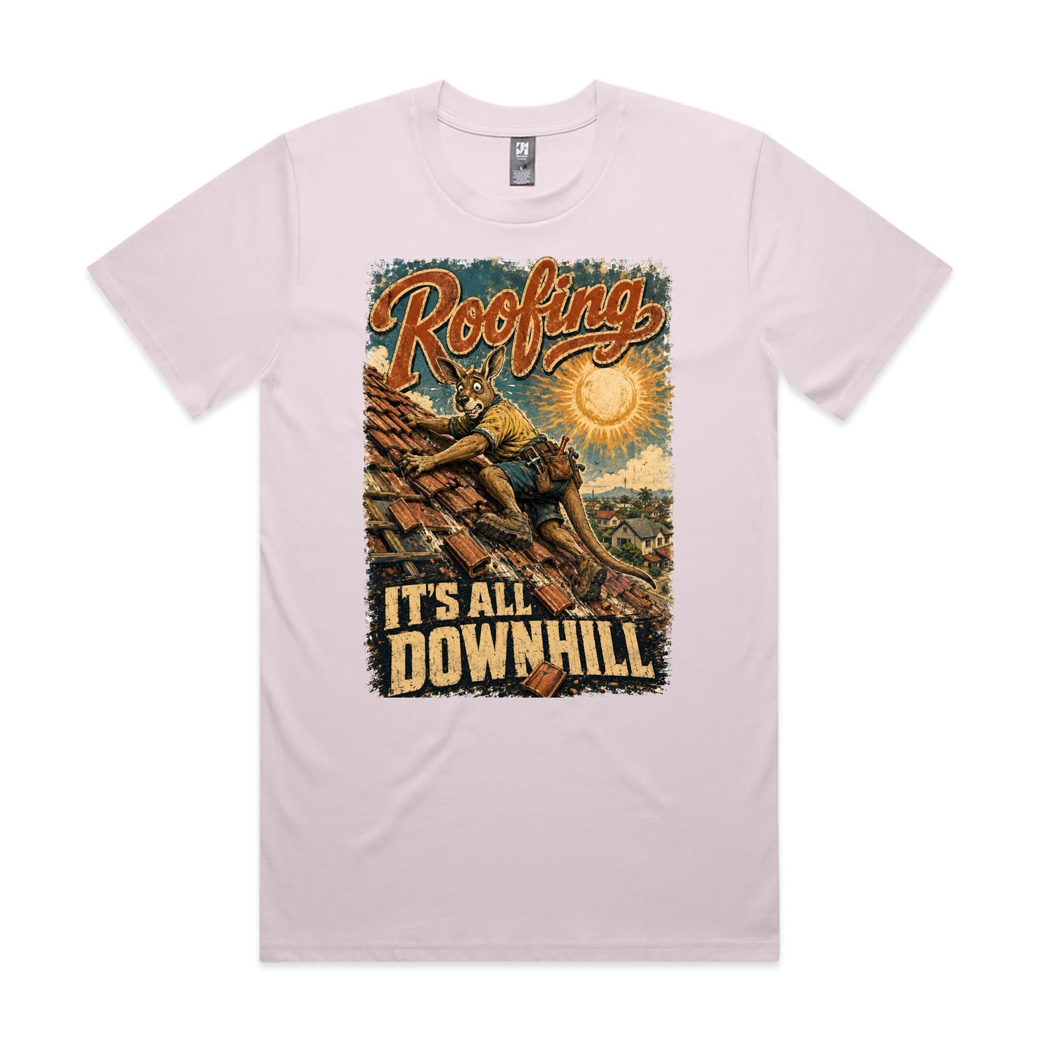 Roofing — It's All Downhill | Kangaroo Roofer Tee