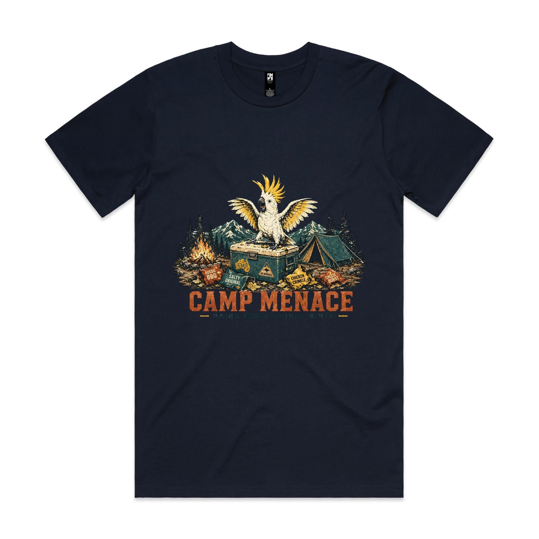 Camp Menace — Raids Eskies Since Birth | Cockatoo Camping Tee