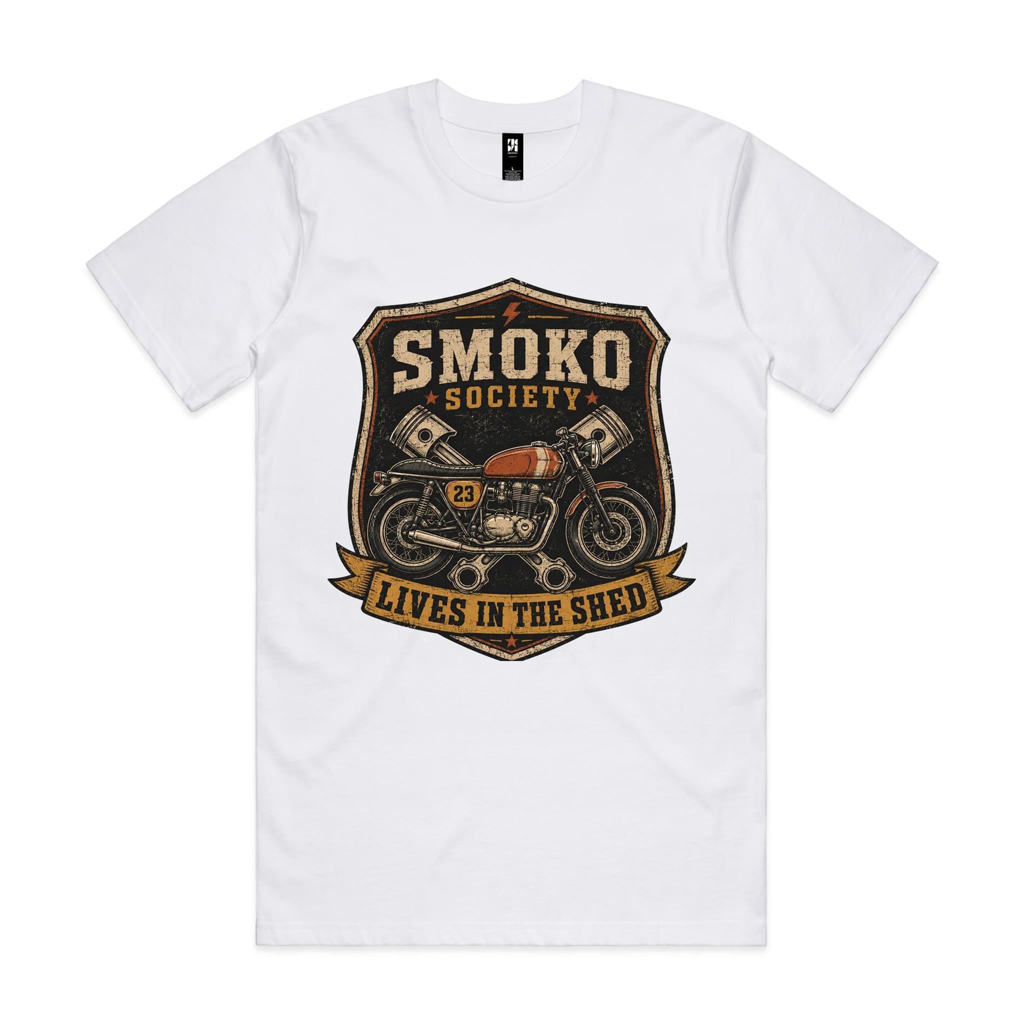 Smoko Society — Lives in the Shed | Cafe Racer Tee